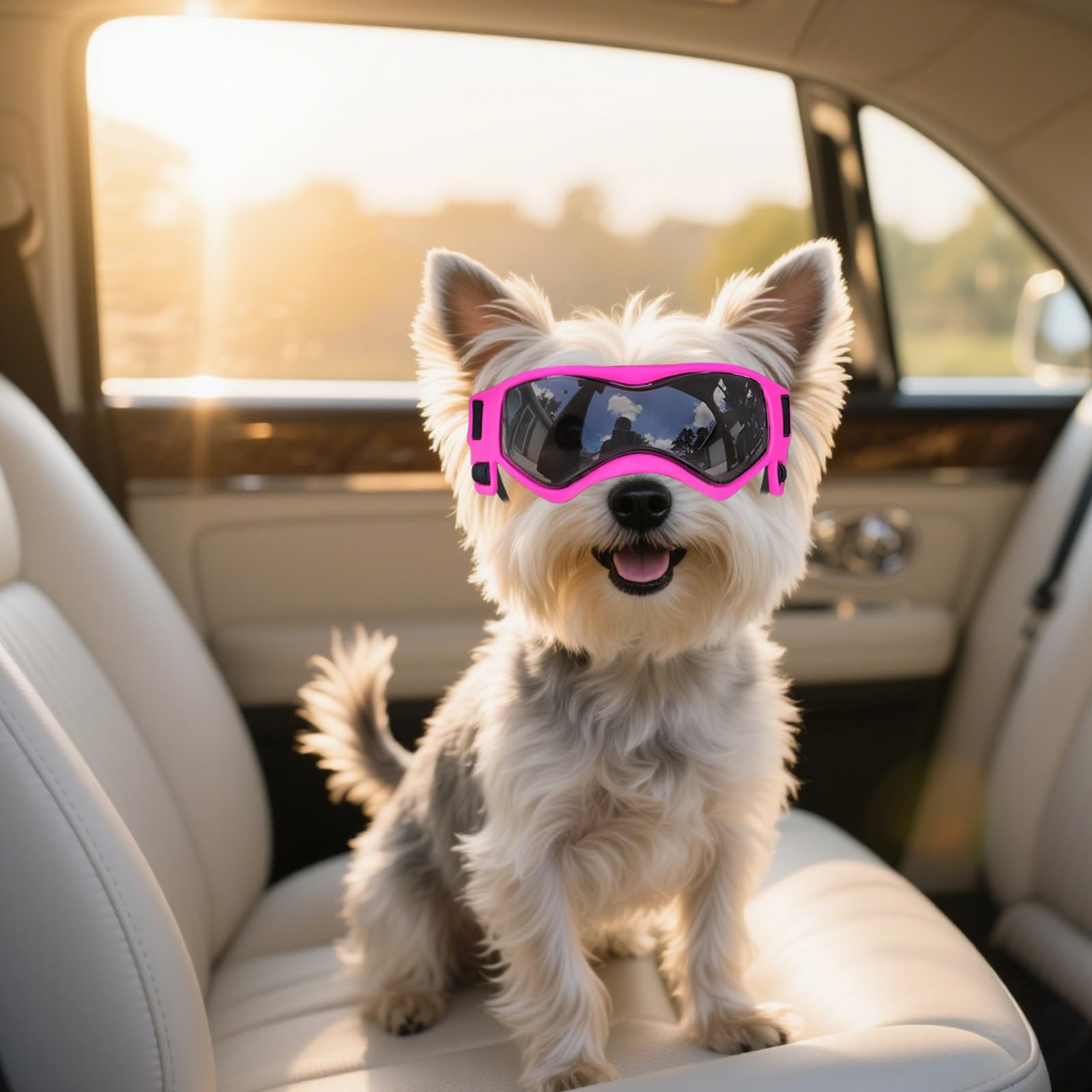 Namsan Gafas para perros de razas pequeñas, protección UV para perros pequeños, lentes de sol para cachorros, resistentes al viento, a prueba de polvo, protección ocular para conducir, ajustables