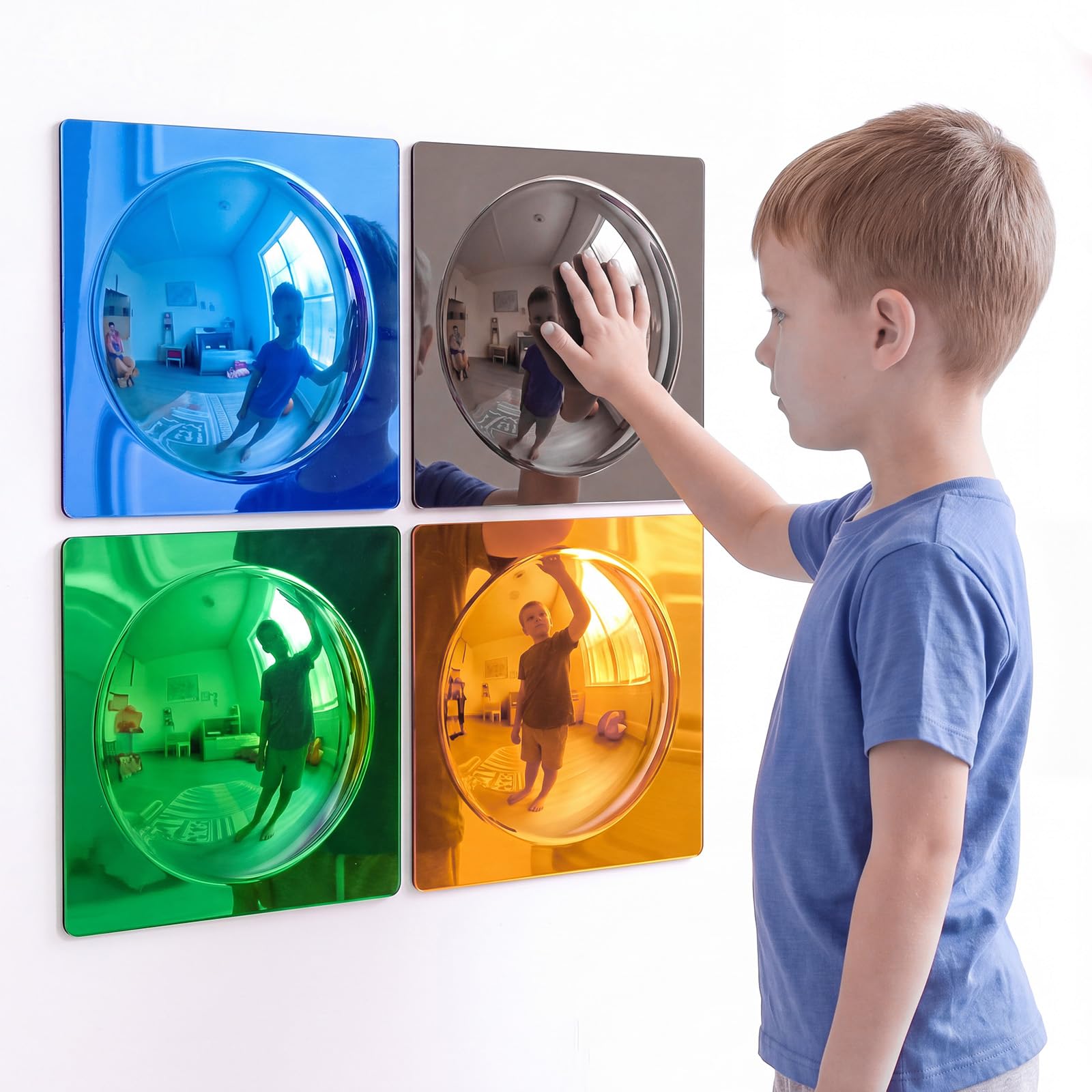 Geiserailie 4 Pcs Sensory Wall Bubble Mirrors, 6 x 6 Inch, CPC Certified
