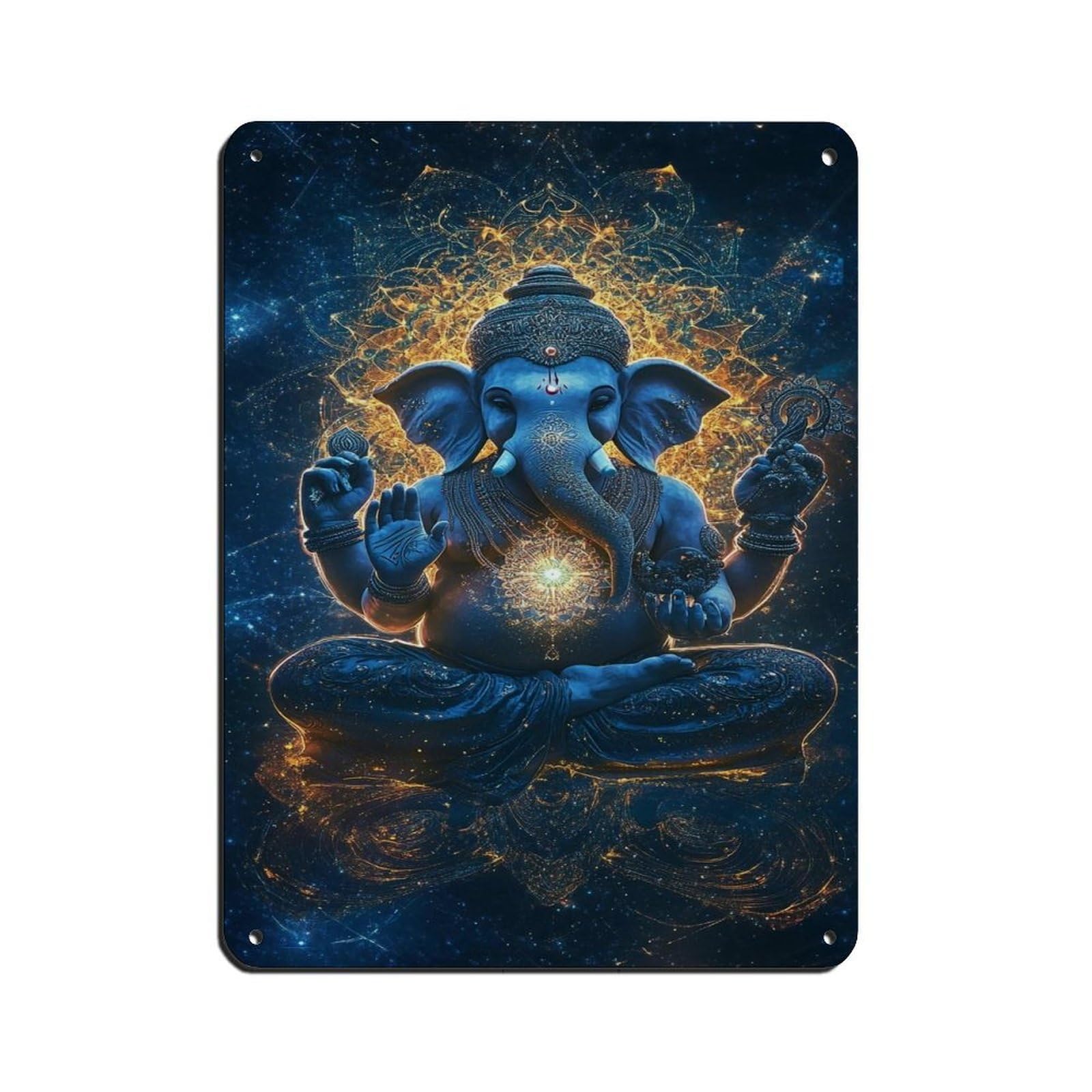 Cosmic Lord Ganesha- Mystical Blue Tin Sign Vintage Metal Pub Club Cafe Bar Home Wall Art Decoration Poster Retro 12x16inch(30x40cm)