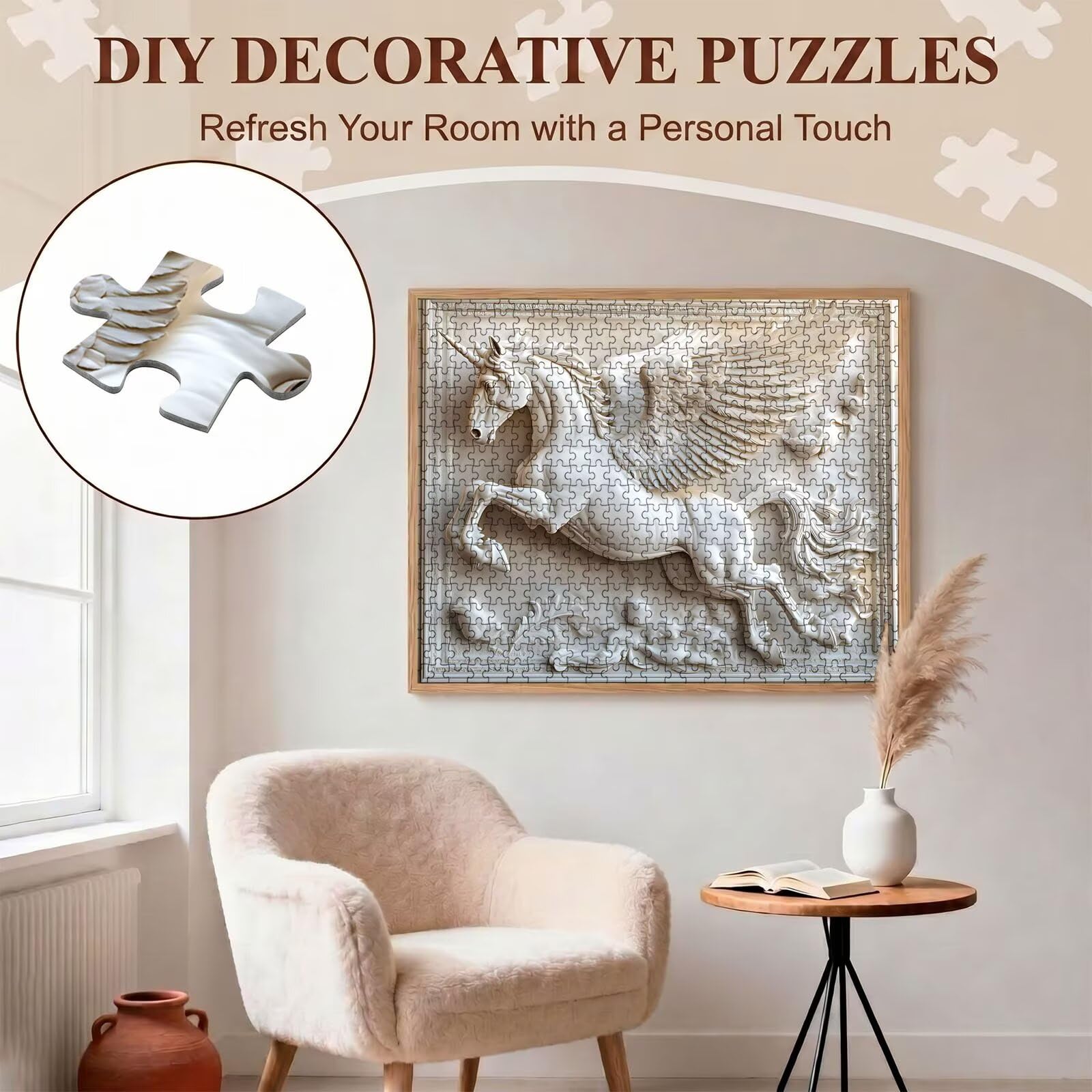 Unicornio Tallado Madera Puzzle de 2000 Piezas, Juego de Mesa Familiar de Madera - Rompecabezas Adultos para Toda La Familia, Rompecabezas Educativo DIY y Antiestrés - Regalo, 99 x 70 cm f0-171