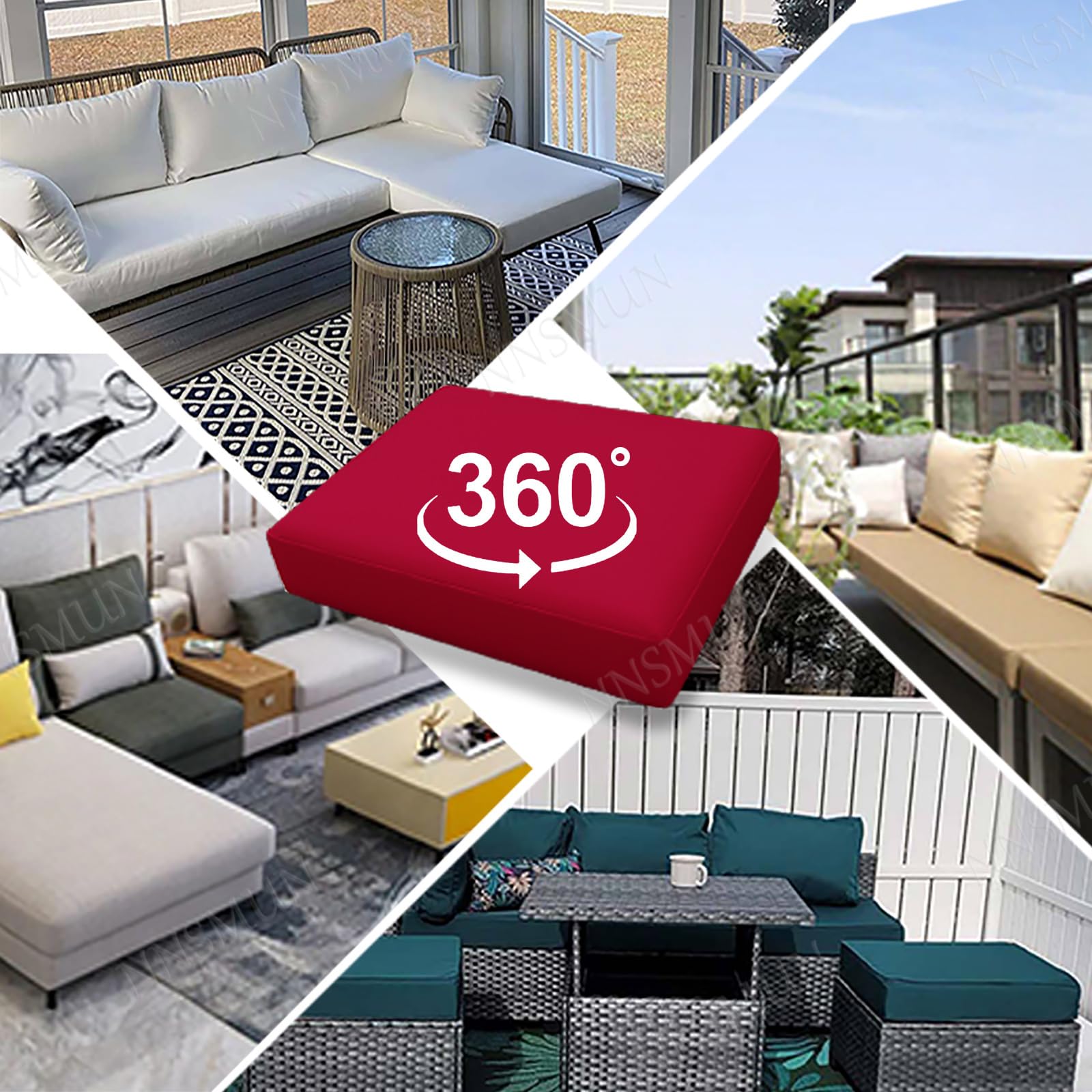 NNSMUN Replacement Seat Pads Cover & Cushions Cover Water Resistant, Seat Cushion Cover Pad Outdoor Indoor for Outdoor Patio Garden Seating (No Cushion Included) (R,65x65cm(2PCS))