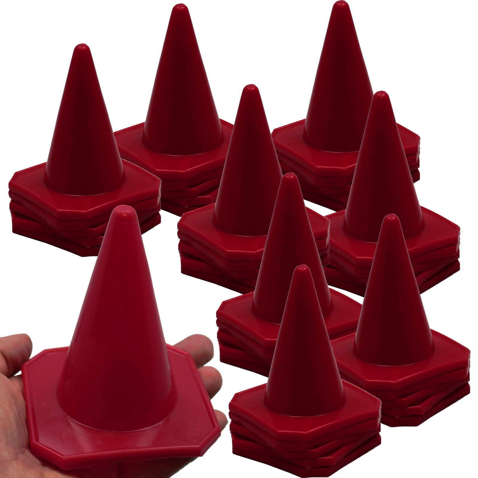 Bluedot Trading 4” Red Mini Plastic Traffic Cones | Set of 40 for Agility Training, RC Racing, Outdoor Activities, Sports Drills, Party Games