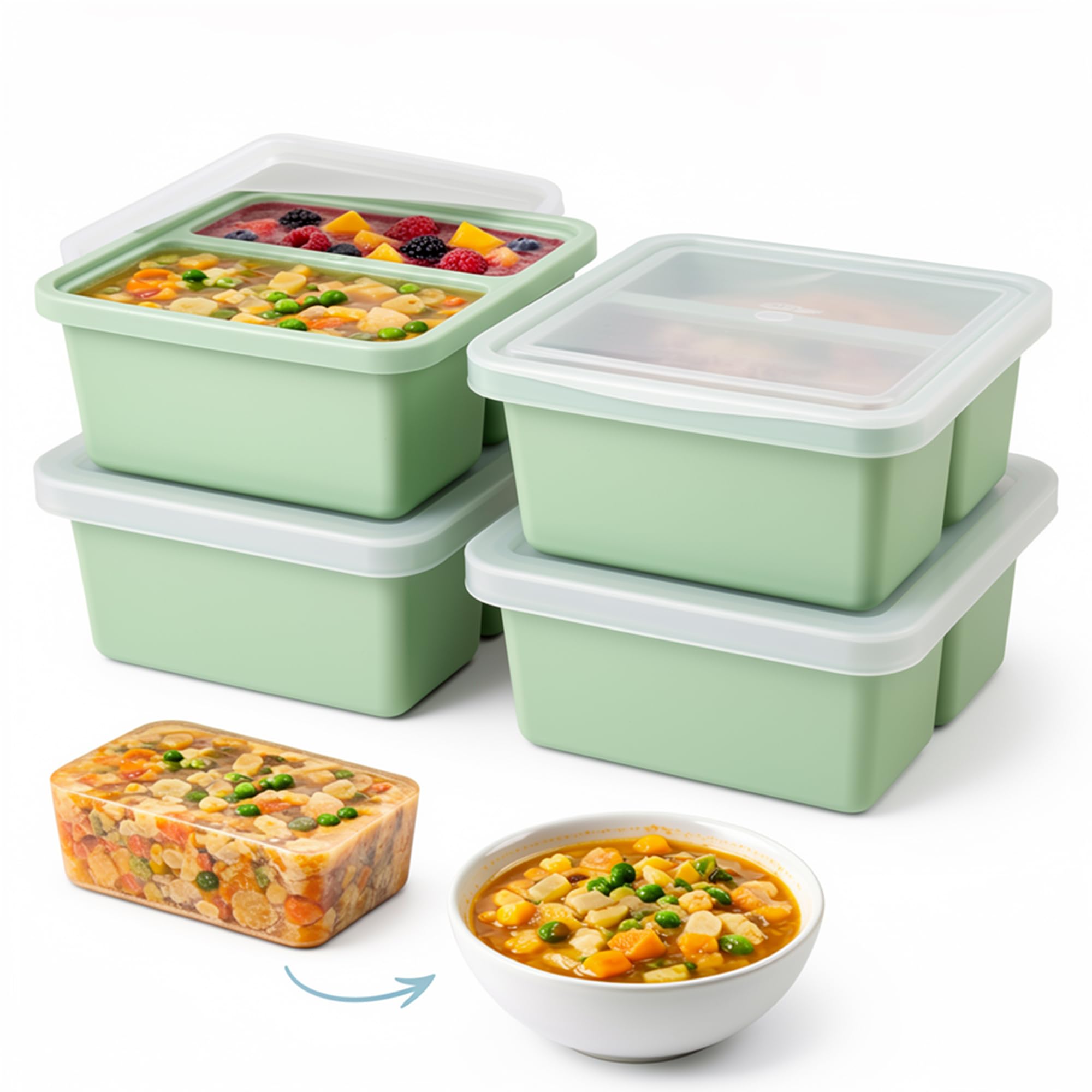 Keplin Silicone Soup Freezer Tray with Lid - Green