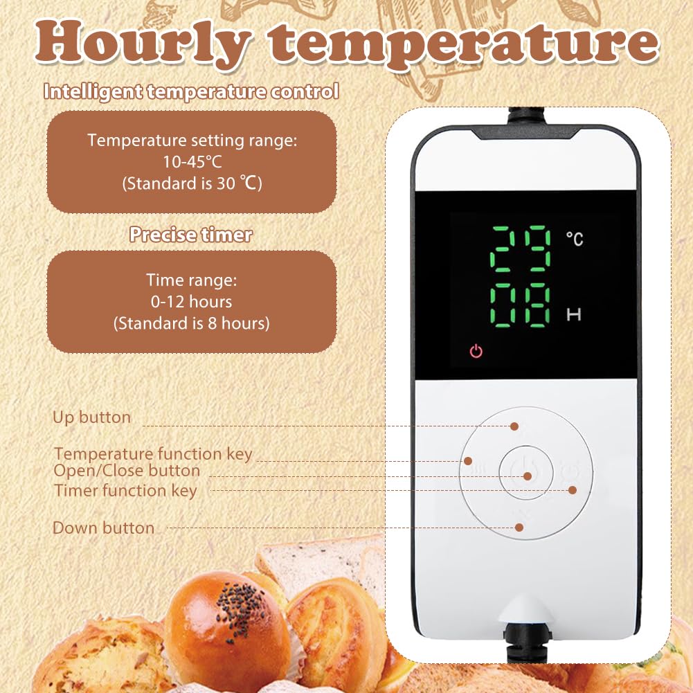 Boîte de fermentation de levure naturelle 30 l avec couvercle pliable avec minuterie, température réglable