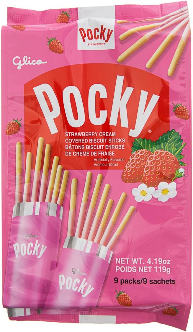 GlicoPocky, Strawberry, Net Wt. 4.19oz, 9-count (Pack of 5)