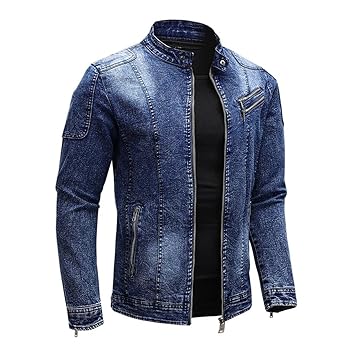 Amazon.com: Men Denim Jacket Streetwear Biker Coats Slim Fit