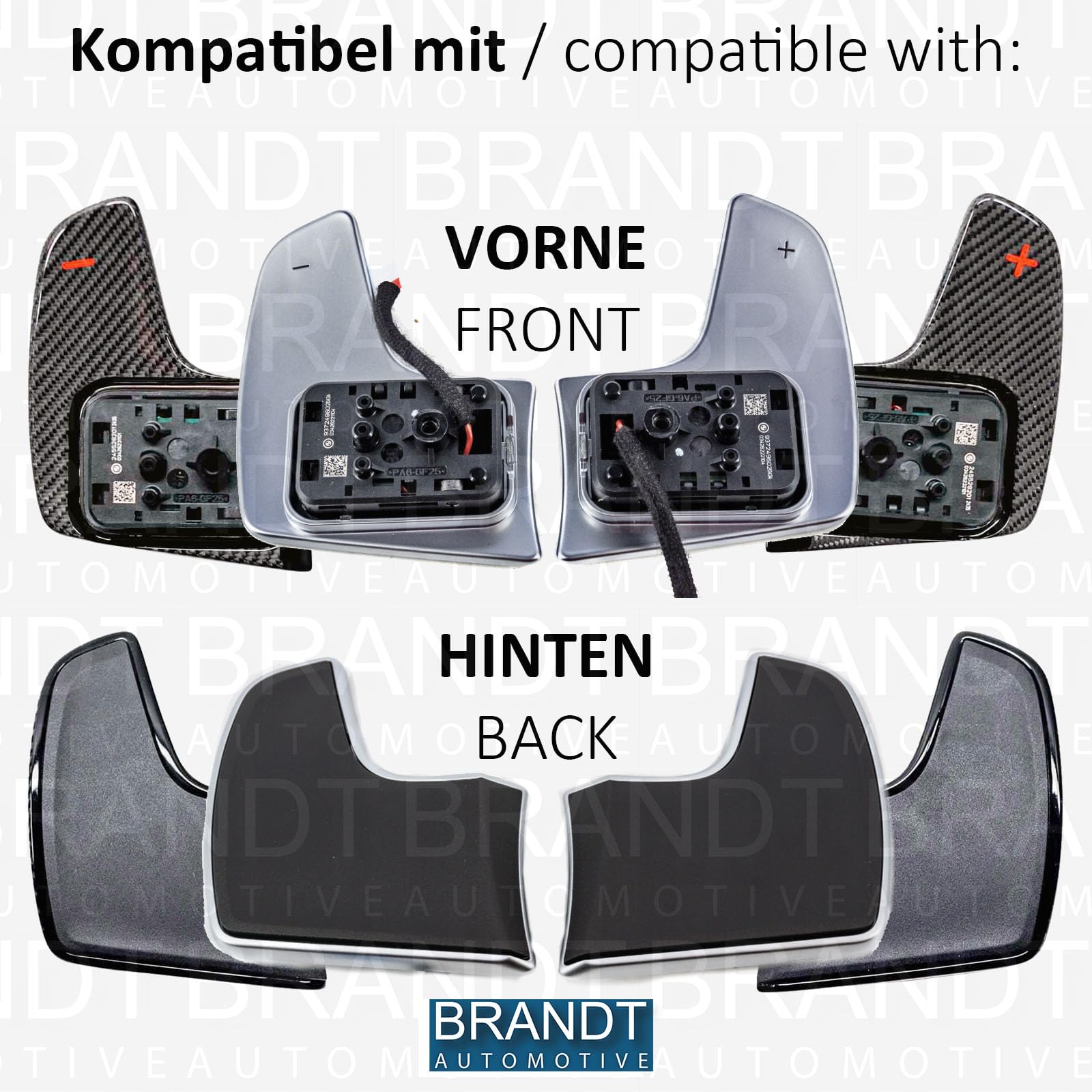 BRANDT Schaltwippen Paar Aluminium Schwarz kompatibel mit BMW F40 G20 G21 G80 G81 G28 G22 G23 G82 G26 G30 F90 G31 G38 G14 F91 G15 F92 G16 F93 G01 Toyota Supra 5