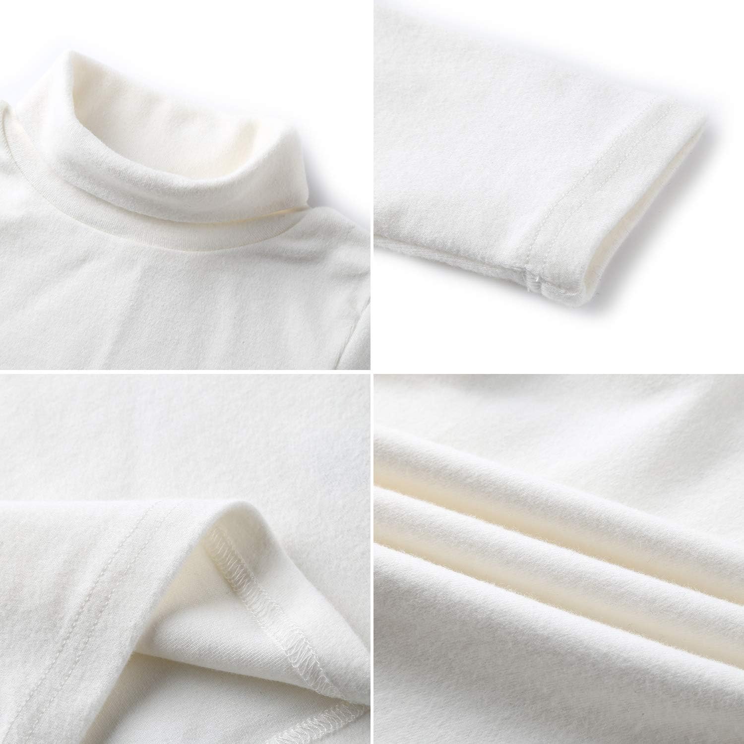 CUNYI Boys Girls Turtleneck Long Sleeve Soft Cotton T-Shirts Solid Color Warm Tee Tops - Image 4