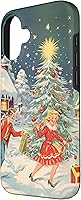 Vista 2 de iPhone 16 Vintage 1950s Nostalgia Christmas Snowflakes Christmas Tree Case