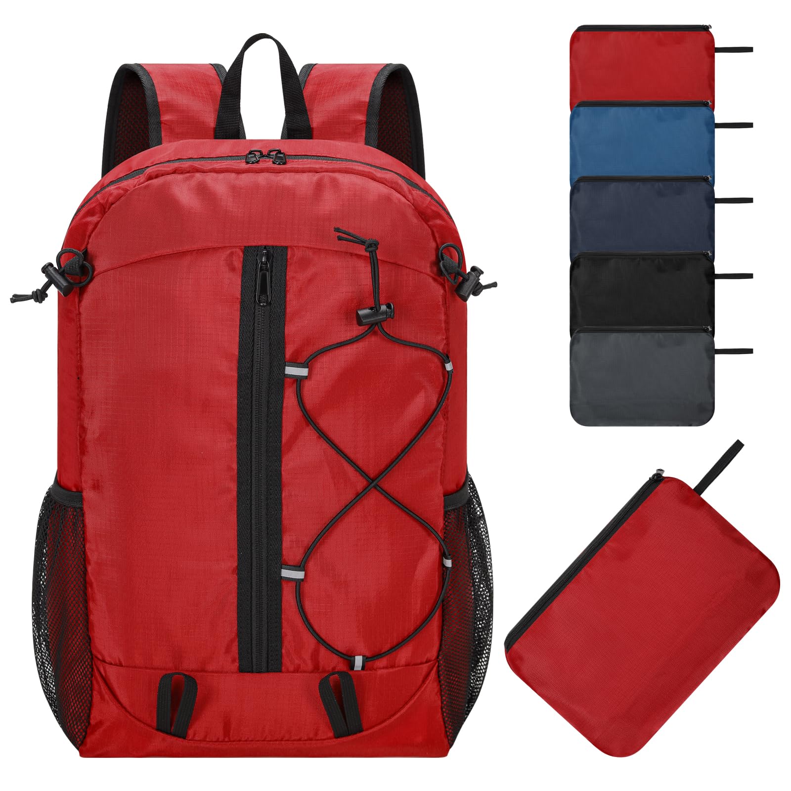 ZZY 25L Foldable Hiking Backpack - Lightweight Packable Rucksack Bag Water Resistant Daypack for Outdoor, Camping, Sports -Red