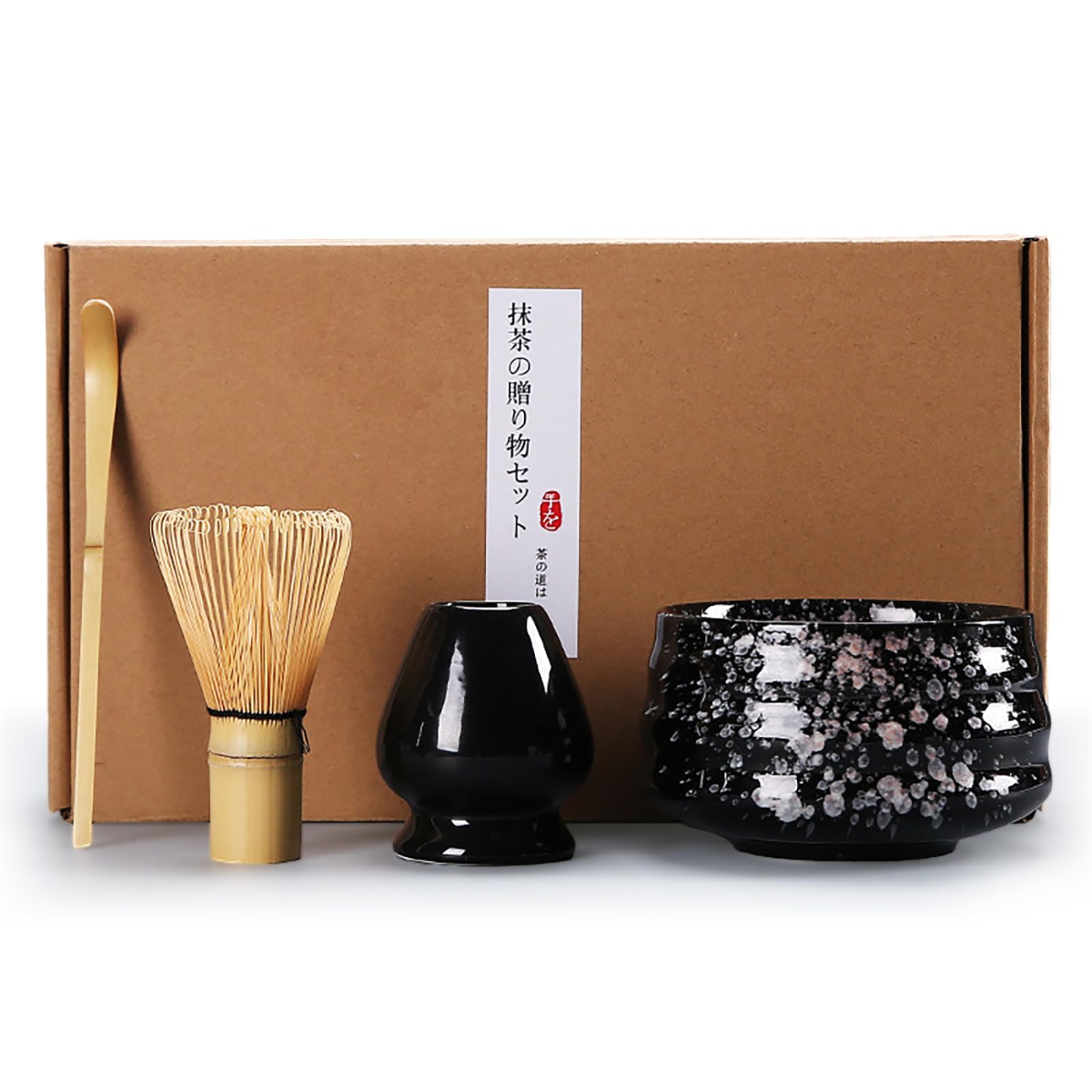 URbazaarMatcha Set,Matcha Tea Set,Matcha Whisk, Traditional Scoop, Matcha Bowl, Ceramic Whisk Holder, Handmade Matcha Ceremony Kit For Traditional Japanese Tea Ceremony