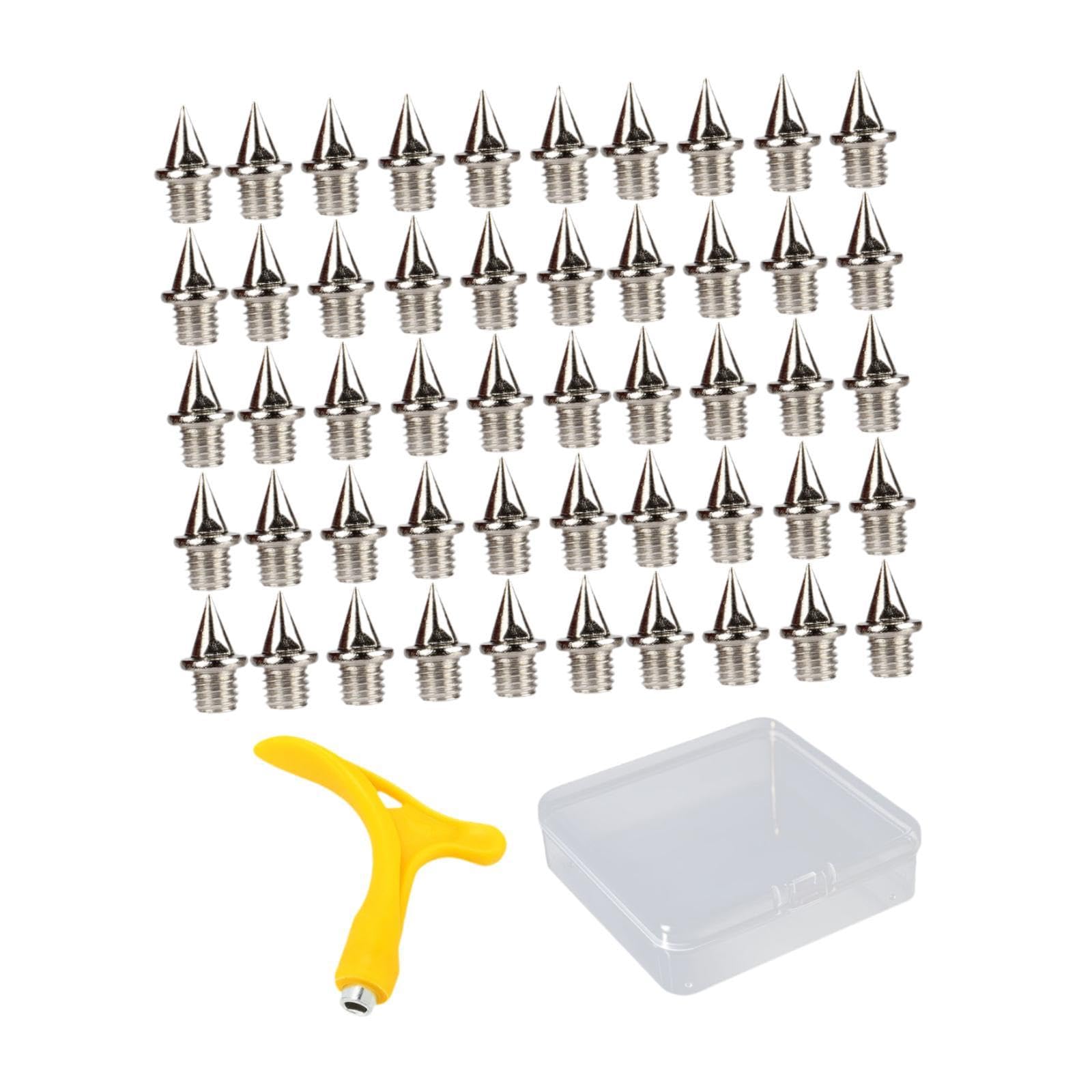 Menolana 50 Pieces 1/4 inch Lighter Weight Spikes, Replacement Spikes with Spikes Wrench, Professional 1/4 inch Track Spikes, Yellow