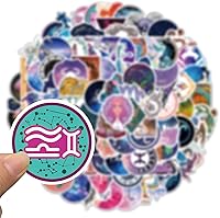 Vista 5 de 100 calcomanías de constelaciones, calcomanías de signo del zodíaco para botellas de agua, lindas calcomanías mágicas de estrella de galaxia