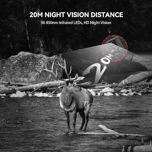 Miniatura 8 de usogood Cámara de rastreo WiFi 4K 48MP, cámara de juego que envía imágenes al teléfono, 8 baterías y tarjeta de 32 GB, cámaras de rastro WiFi con