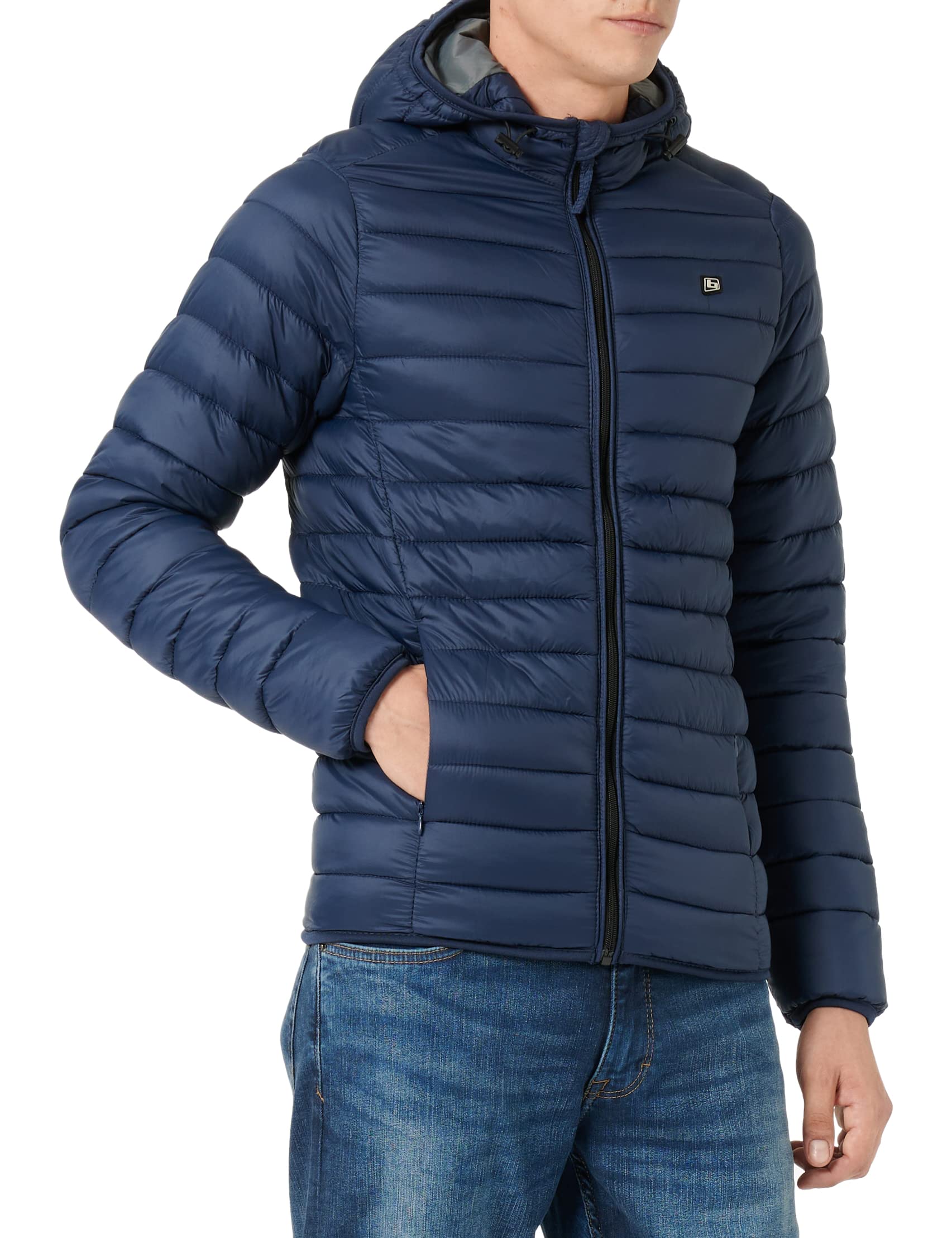 Blend Men's Bhromsey Hood Quilted Jacket, 194024_Dress Blues, M