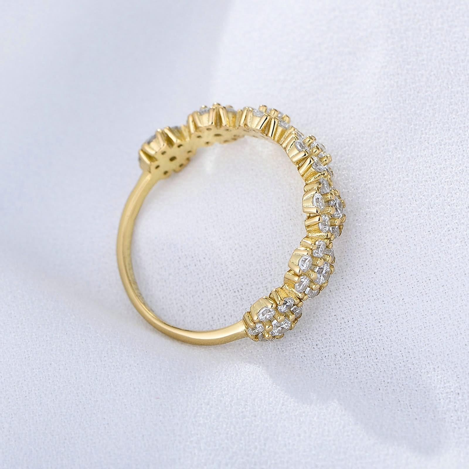 Anello da donna minimalista, anello da donna con pollice, con moissanite, oro giallo 18 carati, misura 62 (19,7)