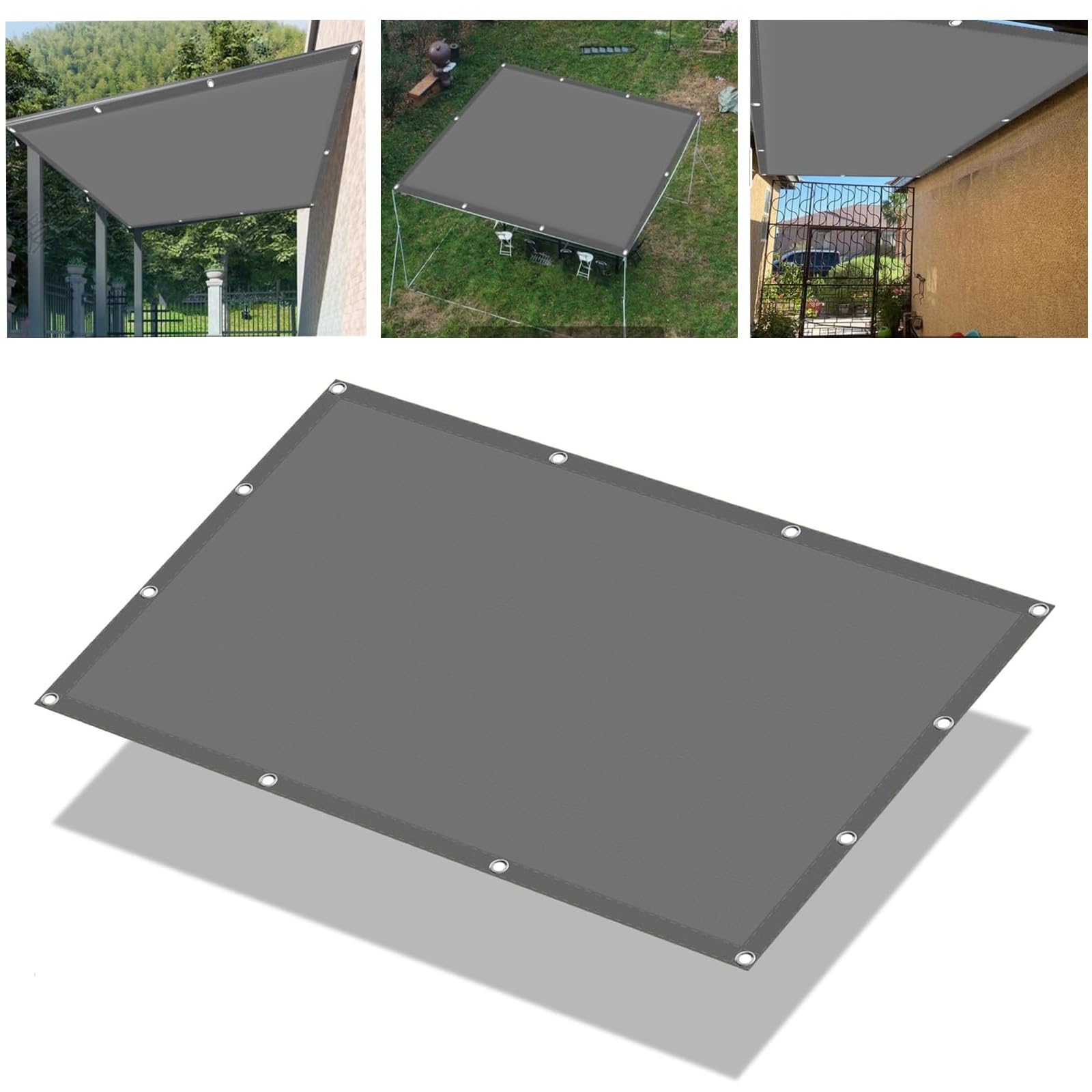 3.5x5m Garden Sun Shade Sail Grey Rectangle Garden Sun Sail with Grommets and Rope for OutdoorsBalcony, Yard Lawn, Patio, Party Sunscreen Awning Canopy Yard Party