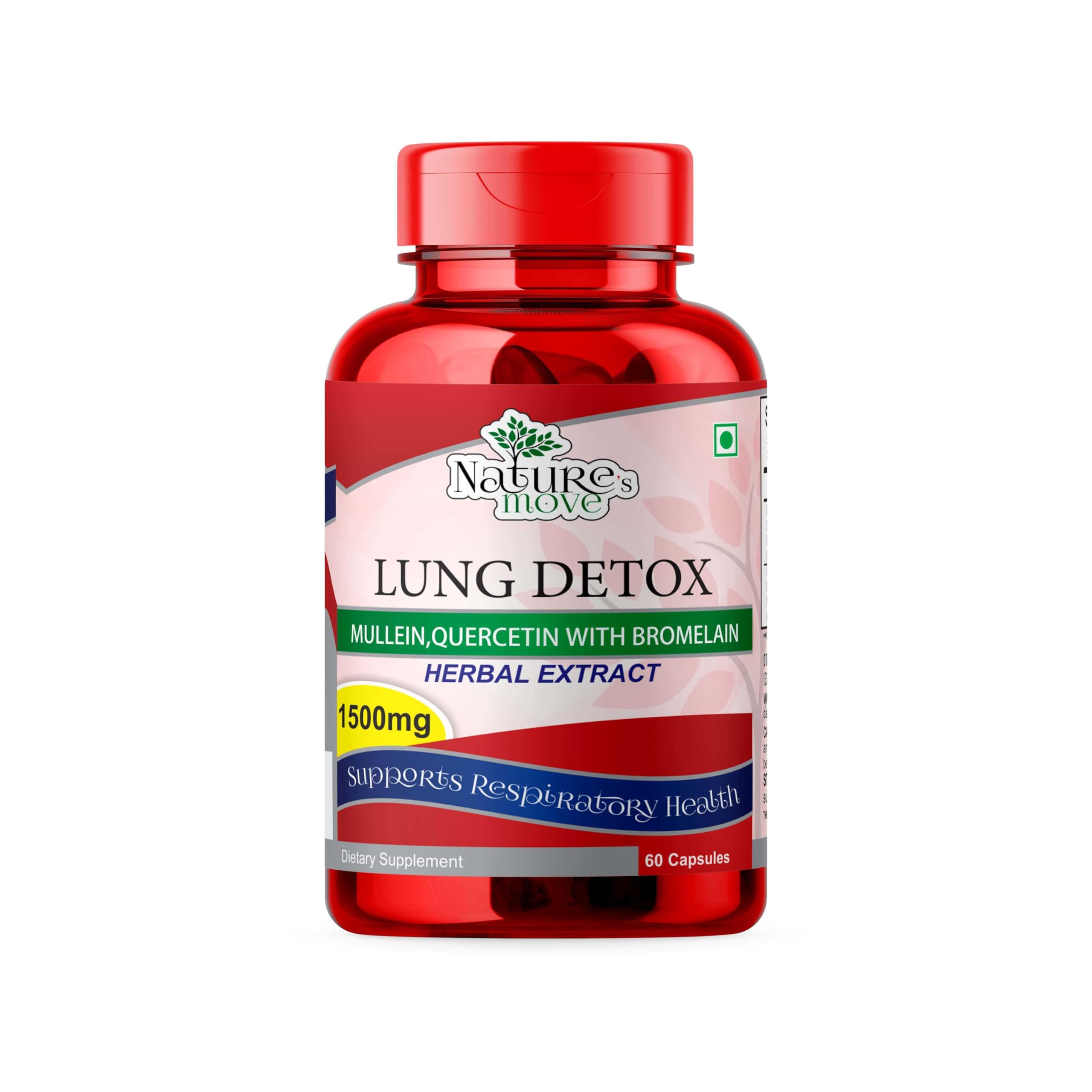 Natures Move Lung Detox Supplement 1500mg (60 Capsules) | Quercetin, Bromelain, Elderberry & Mullein for Respiratory Health, Clear Breathing & Cleansing-image-22