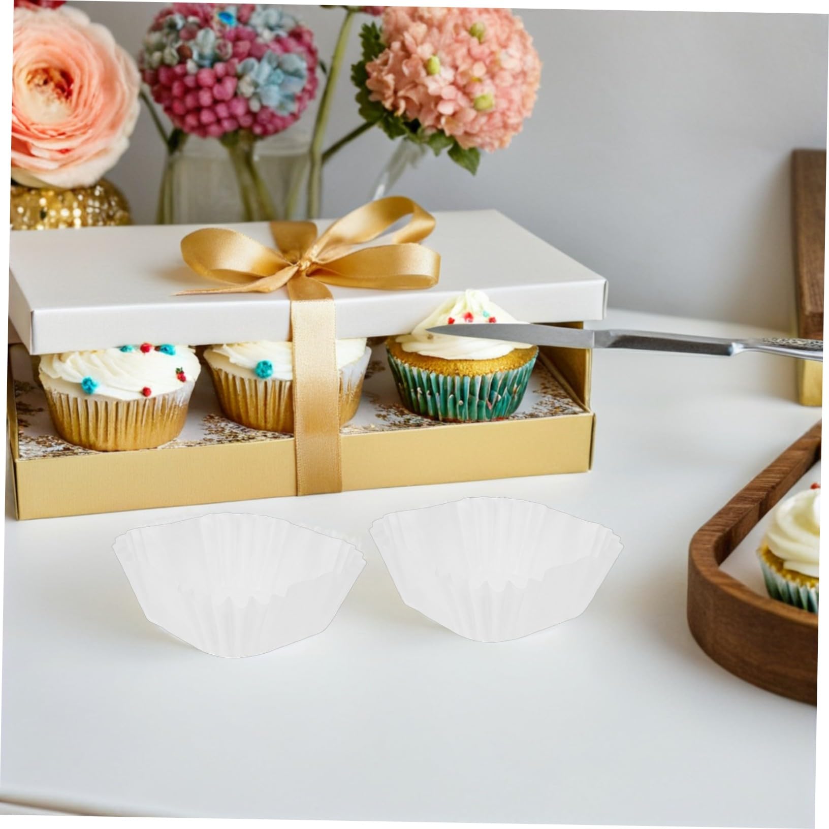 3000 Stück Mini Quadratische Papier Cupcake Förmchen Backpapier Muffin Liner für Muffins Kuchen Pudding Hitzebeständig Quadratisch Geformt Geeignet für Hochzeit Shower