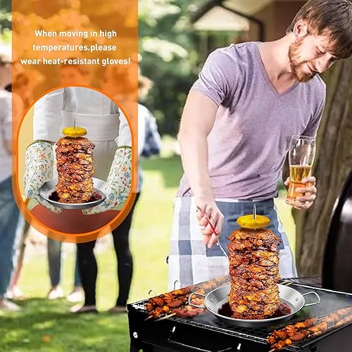 Miniatura 5 de Parrilla de brocheta vertical, acero inoxidable con 2 cepillos y 3 tamaños de brocheta extraíbles (8 pulgadas, 10 pulgadas y 12 pulgadas) para