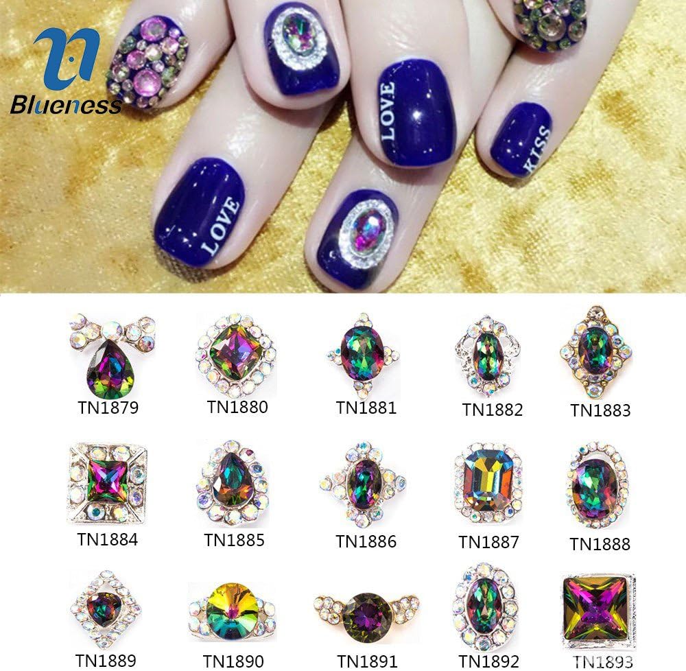 Blueness Mix 24pcs 3D Flame Drill Nail Art Alloy Crystal Rhinestone Decorations TN1870-TN1893