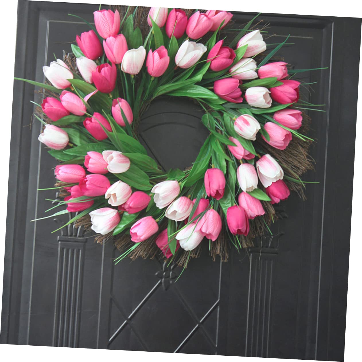 Guirnalda De Tulipanes Artificiales De Rattan Rosa Decoración para Bodas y Adornos para Puertas