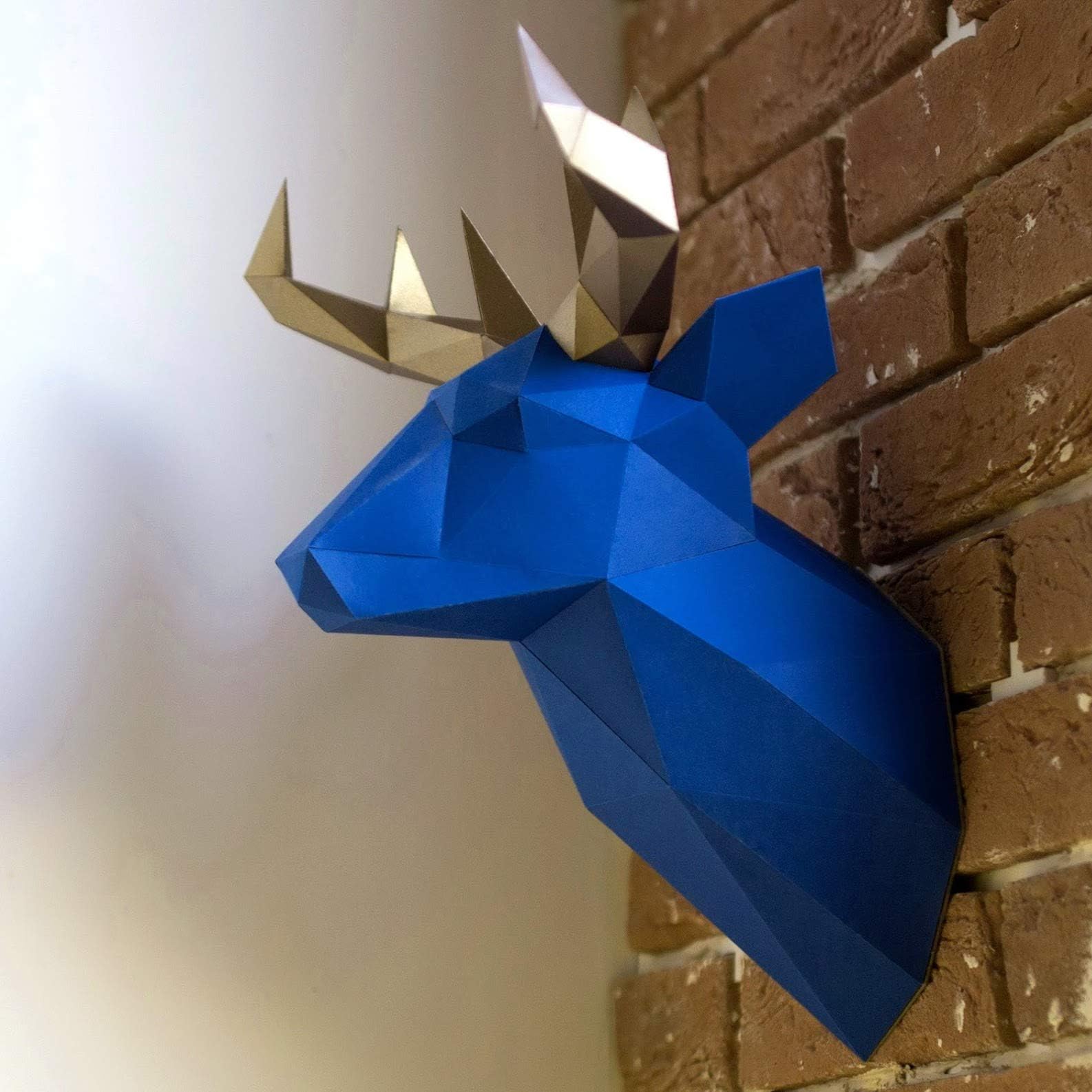 Live Origami Deer Head Mount, 3D Head Wall Decor, Cardboard Deer Taxidermy, Fake Stag Animal Trophy Decor, DIY Papercraft Kit Pre-Cut & Pre-Folded