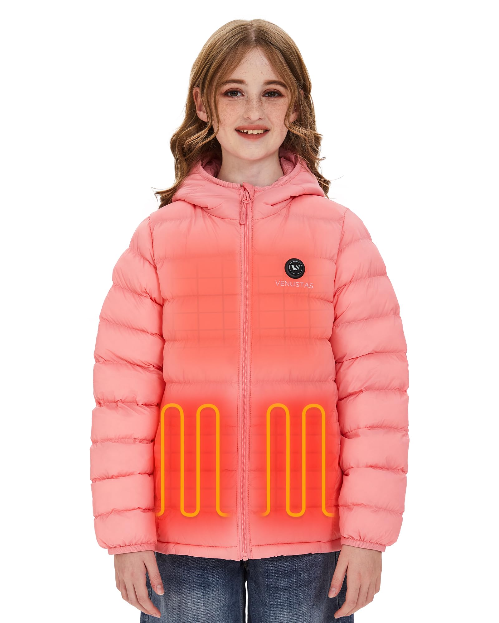 Venustas Kids Heated Jacket with Battery Pack, Girls Lightweight Electric Heated Coat
