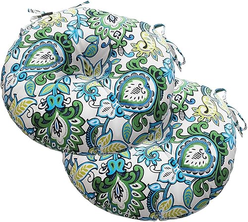 Cojines de asiento para interiores y exteriores para todo tipo de clima, cojines para sillas de patio con lazos, cómodos cojines redondos para