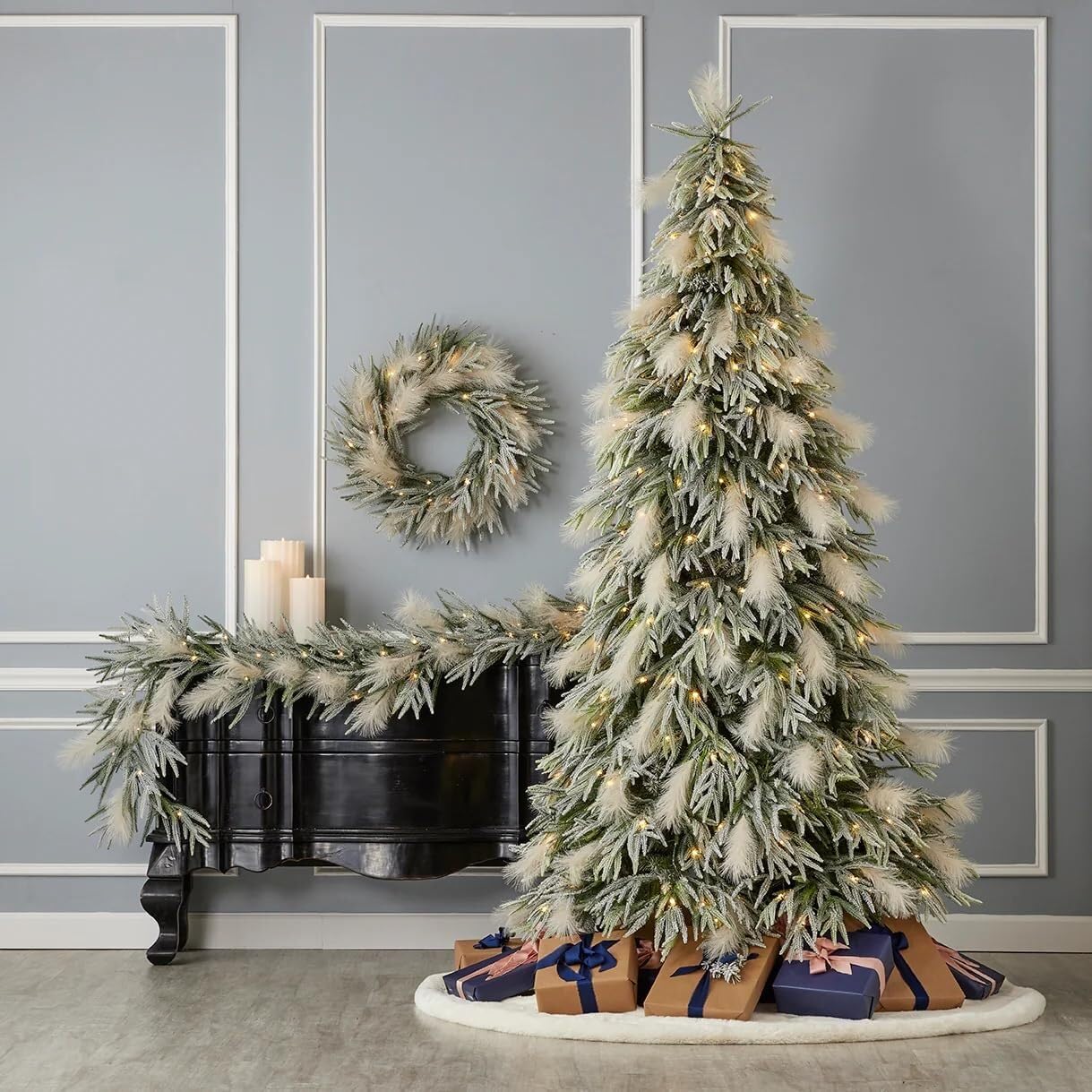 Winterkranz Dekokranz Künstlicher Weihnachtskranz for Drinnen Und Draußen, Weihnachtsdekoration, Girlande Adventskranz Christbaumschmuck(7 3/8)