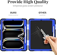Vista 3 de BLOSOMEET Funda protectora para iPad Pro de 13 pulgadas M4 con protector de pantalla de vidrio templado y soporte para lápiz, funda azul de moda