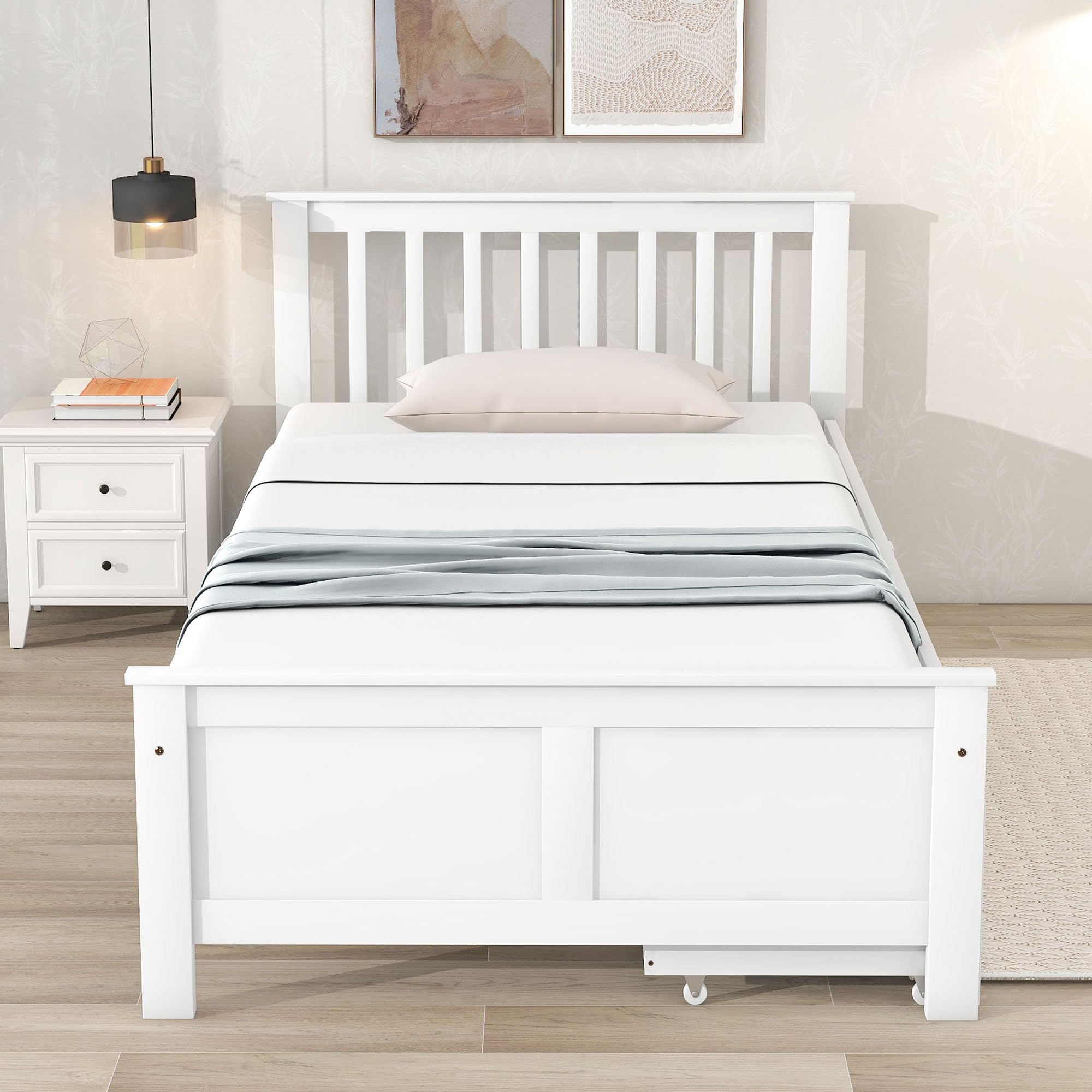 ModernLuxe Bett 90 x 200cm mit Schubladen, Einzelbett/Doppelbett mit Lattenrost und Kopfteil Bettgestell Holzbett Jugendbett Massivholz Bett (90 x200 cm)