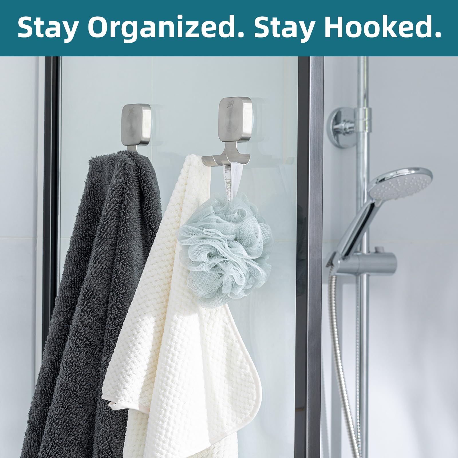 TAILI Razor Holder for Shower with Suction Cup Metal Vacuum Shower Hooks Reusable Bathroom Suction Hooks Razor Holder for Shaver Towels Robes Multipurpose Hanging 2 Packs - Image 4
