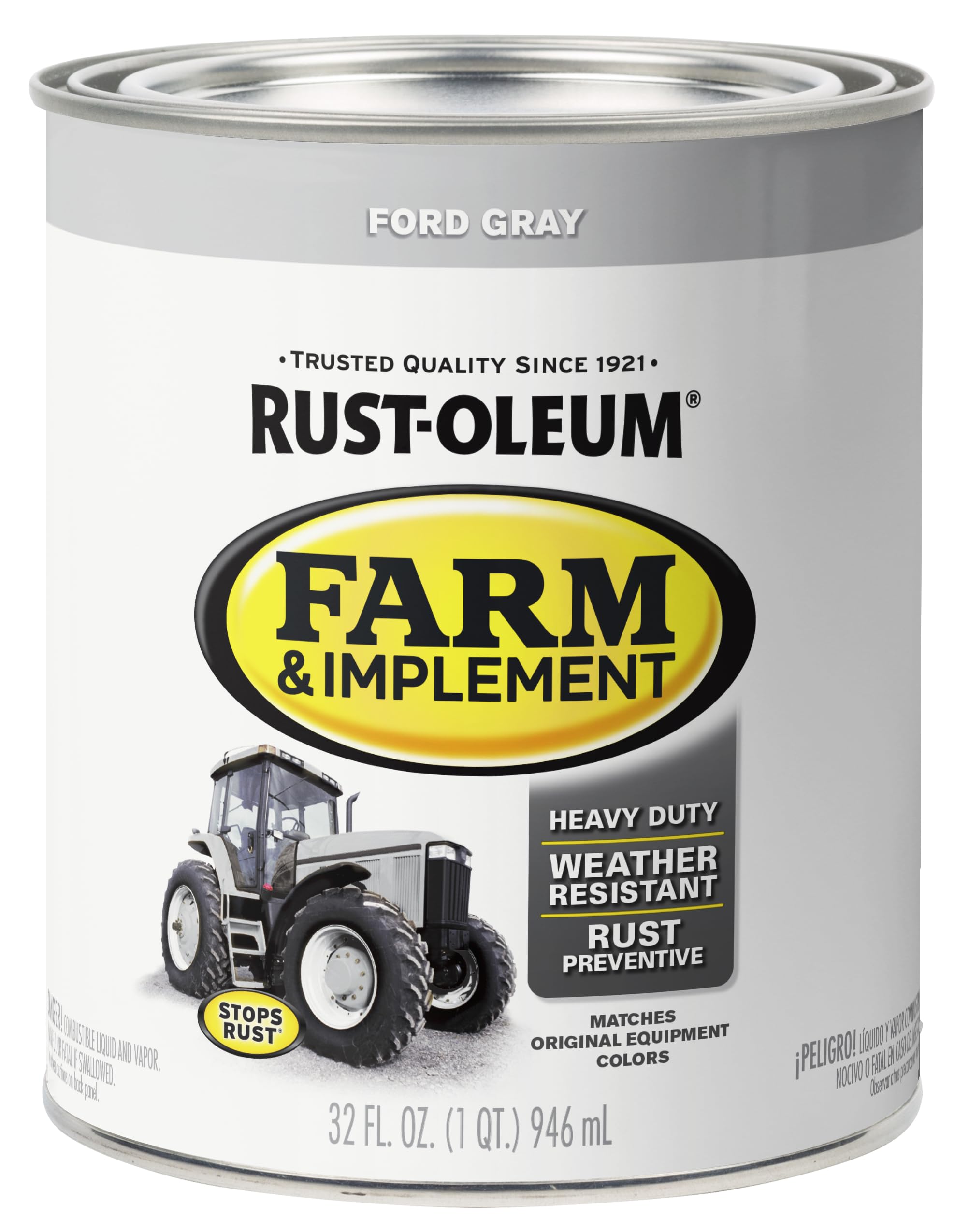 Rust-Oleum 280154 Farm &amp; Implement Enamel Paint, Quart, Ford Gray, (Pack of 1)