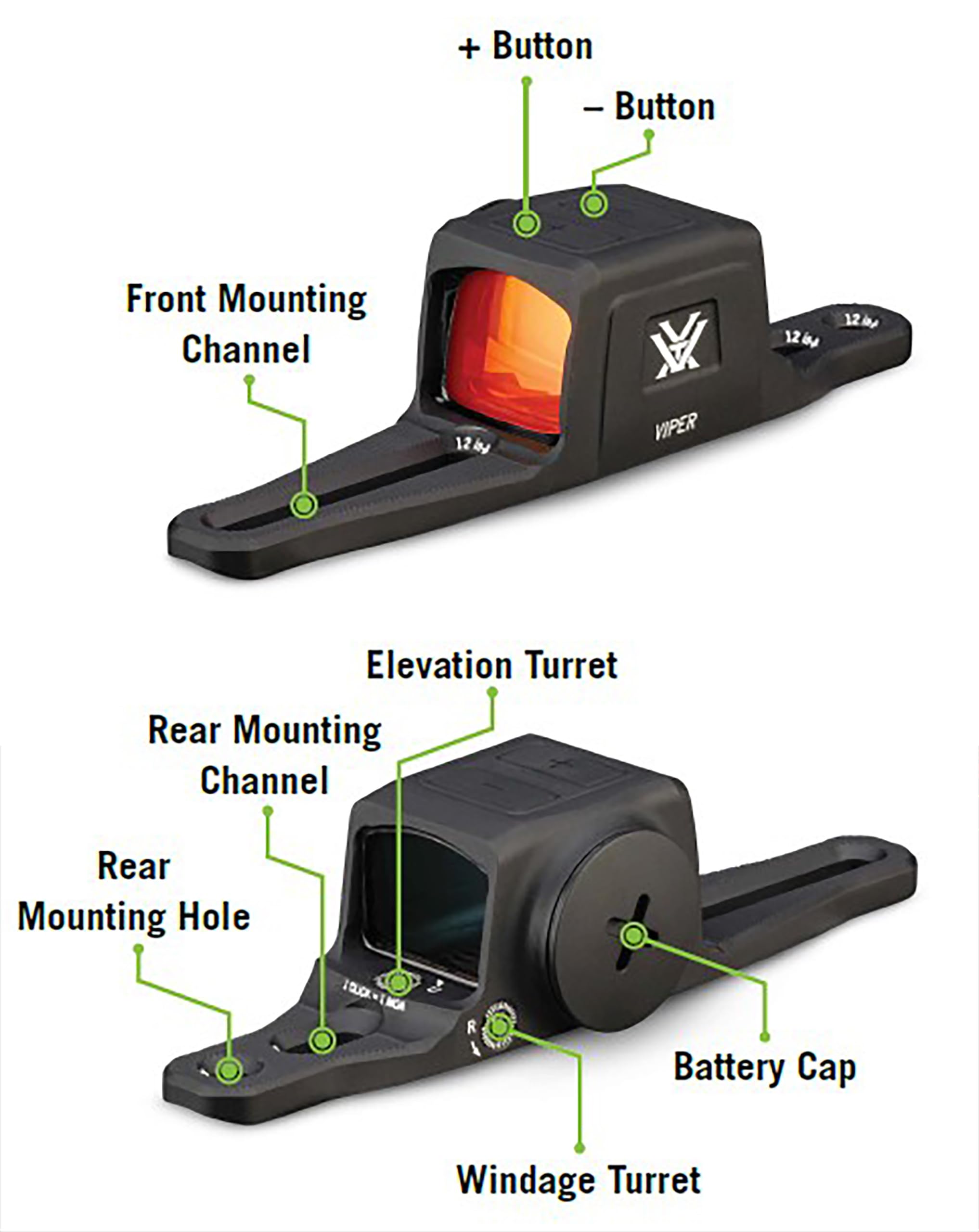 Vortex Optics Viper SG Enclosed Micro Red Dot Sights - 3 MOA Red Dot