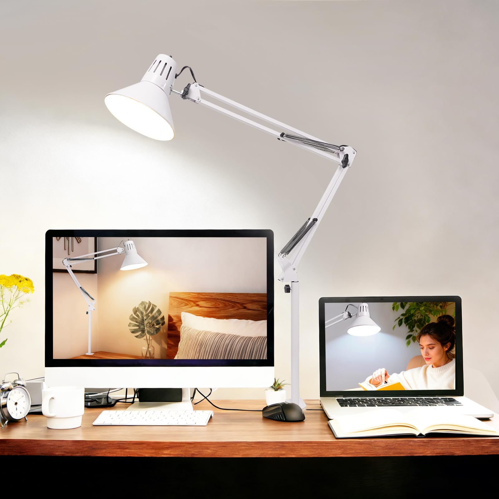 LED Desk Lamp Dimmable with Clamp Eye-Caring Clip on Lights for Home Office 3 Adjustable Color Temperature Extra
