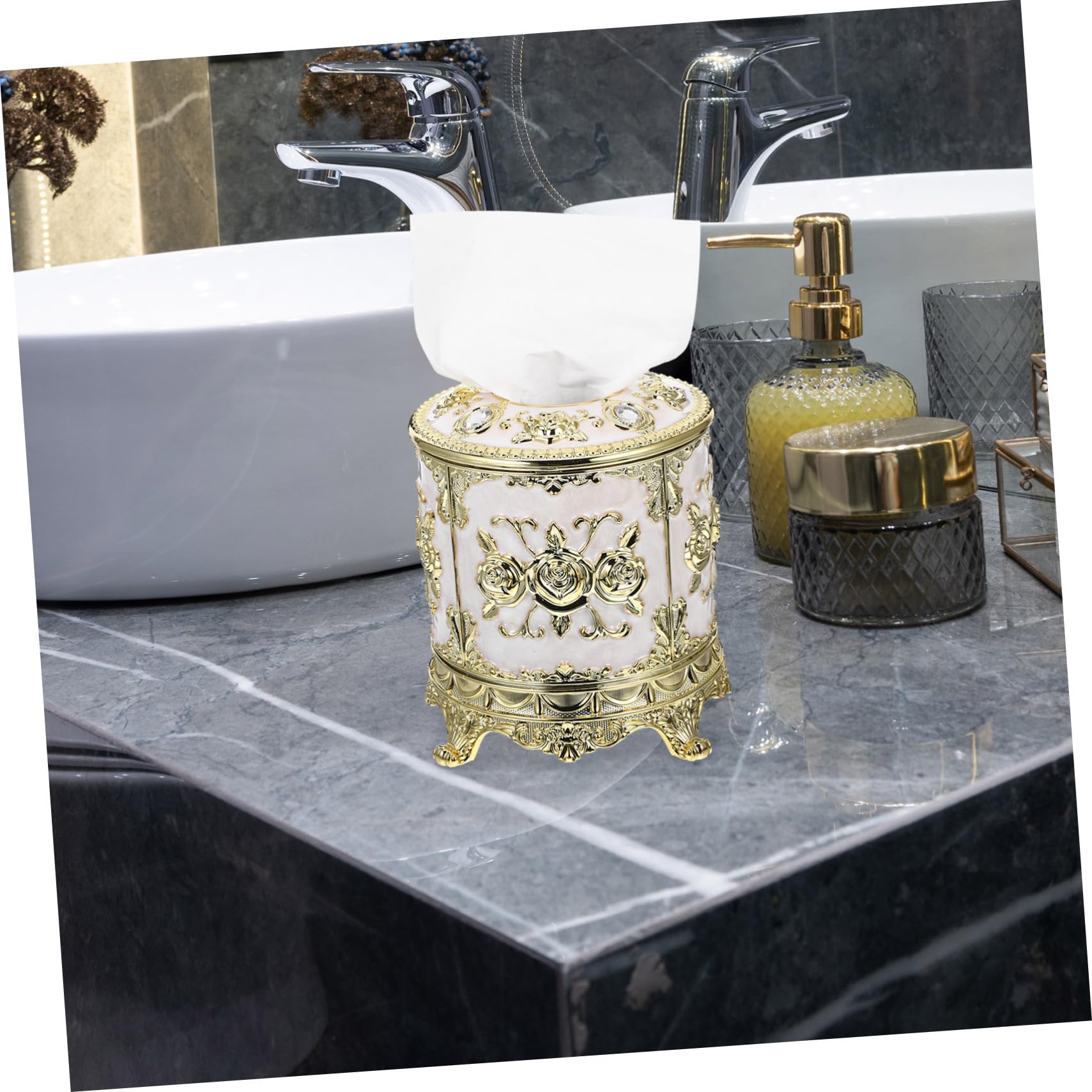 LABRIMP Caja De Pañuelos Vintage De Material Resistente Diseño Clásico y Función De Almacenamiento Salón Porta Pañuelos Hogar