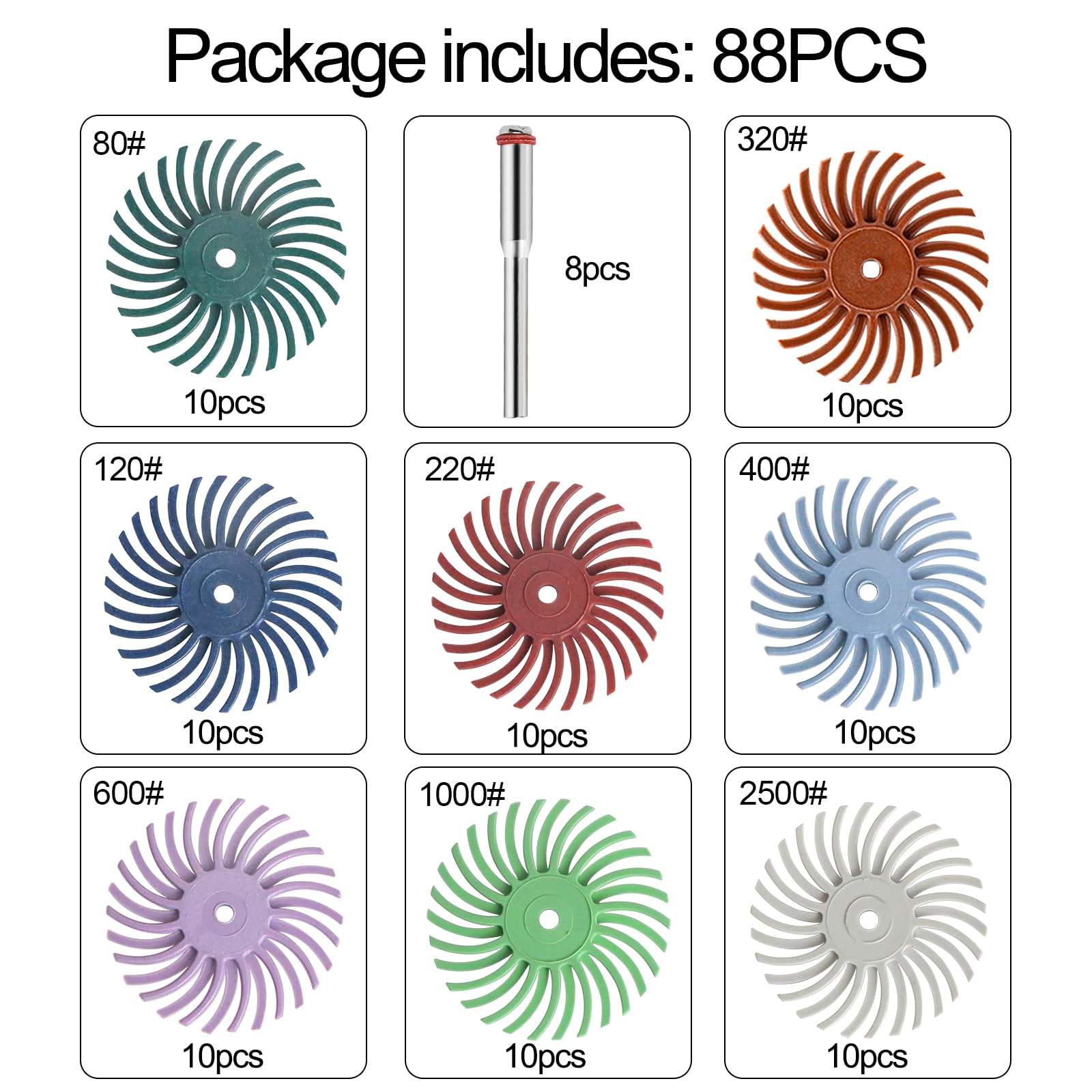 Bristle Disc Kit - 88pcs for Jewelry & Metal Polishing -6 Bristle Disc Kit - 88pcs for Jewelry & Metal Polishing -6