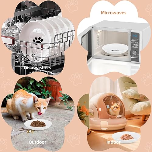 Miniatura 7 de Paquete de 6 cuencos de comida para gatos, cuencos de cerámica para gatos, juego de cuencos antifatiga para gatos, platos de 5.5 pulgadas poco