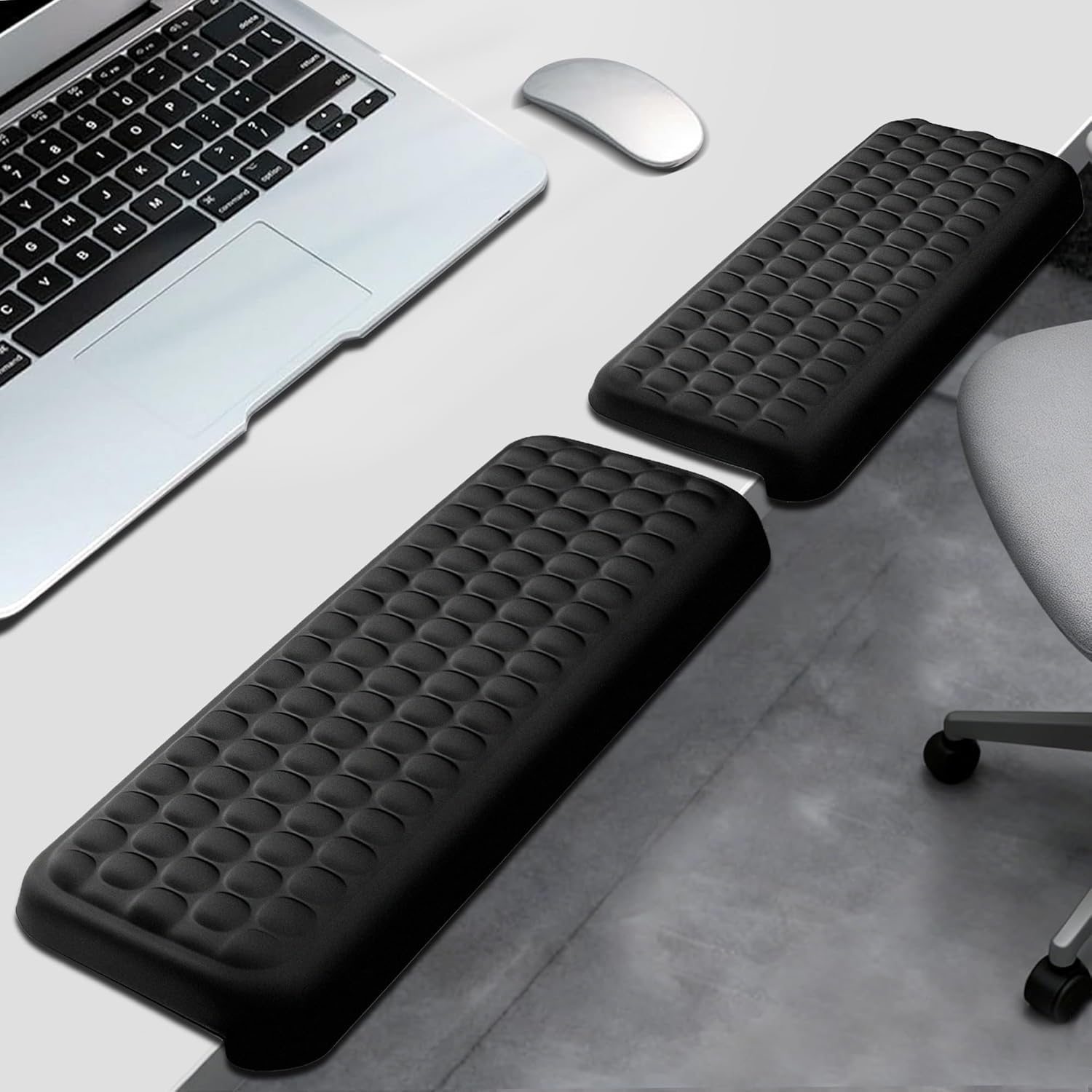 L-Shaped Desk Elbow Pad for Desk, 2-Piece Ergonomic Desk Edge Cushion, Memory Foam Elbow Support Padding with Non-Slip, Wrist Comfort Support for Office Home, Black