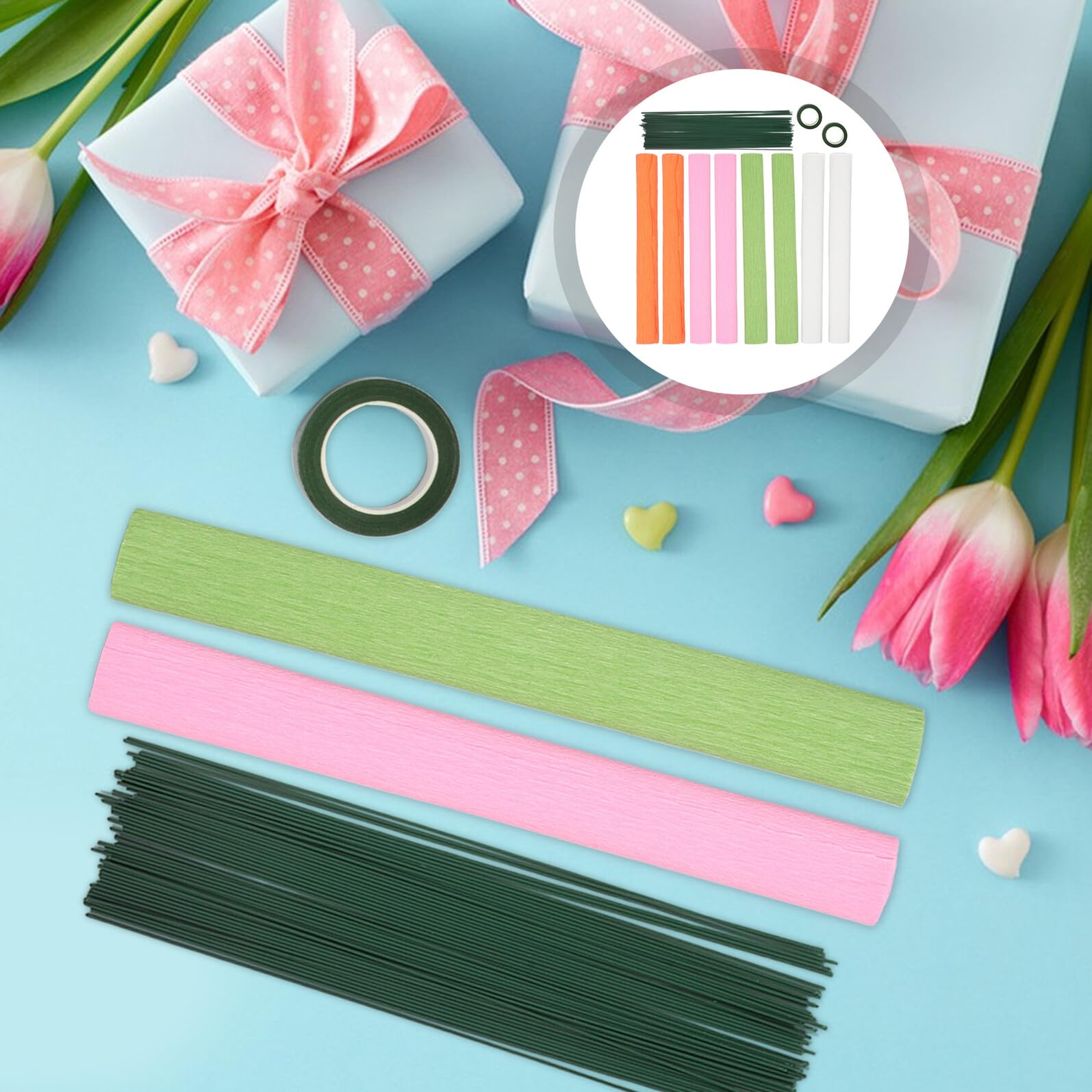 SHINEOFI Carta Crespa Kit di Carta da Regalo Floreale per Bouquet di Fiori Materiale per Artigianato Floreale Adatto per Matrimoni Feste di Compleanno e Decorazioni