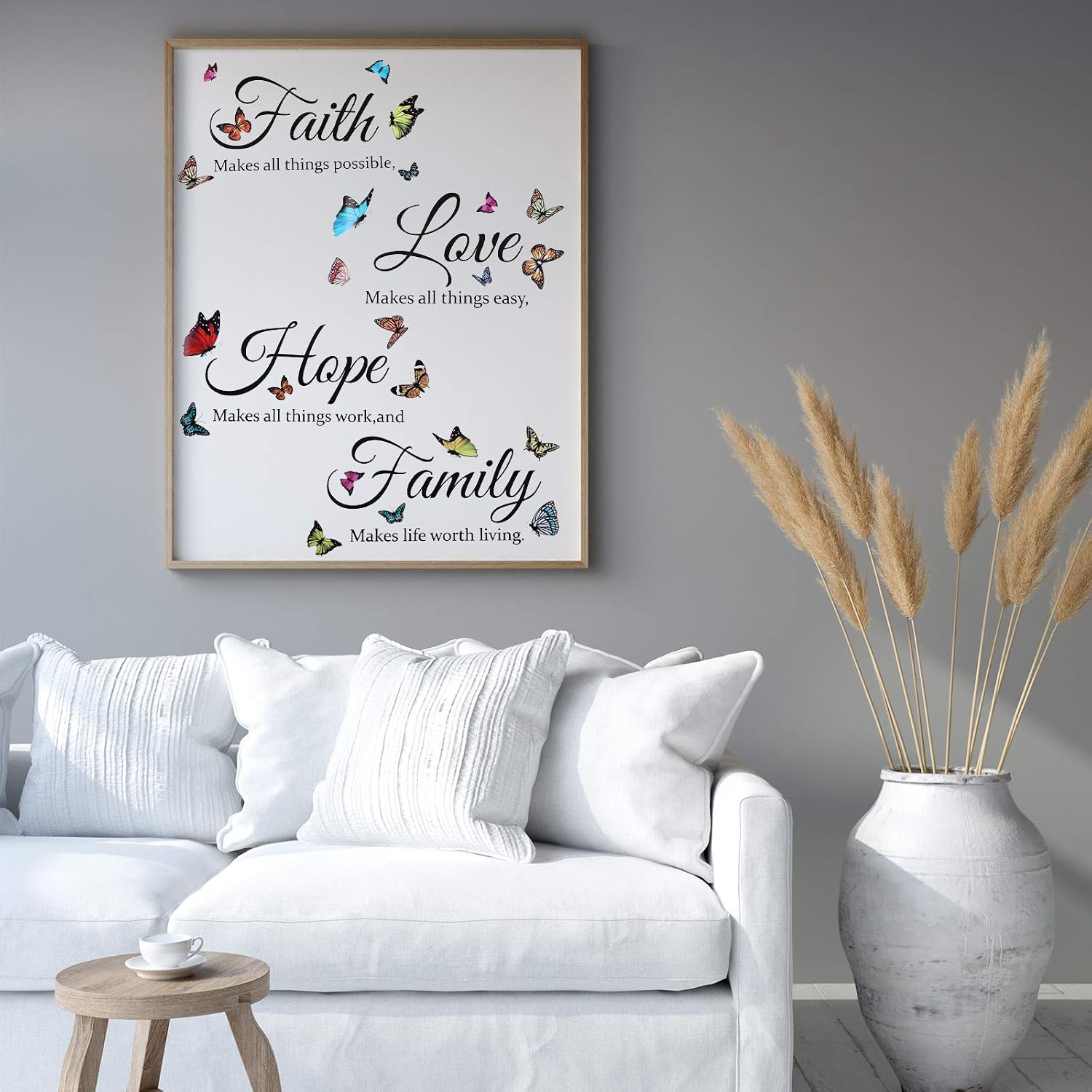 4 Sheets Vinyl Wall Decals, Faith Makes All Things Possible, Colourful Family Wall Decals Stickers Inspirational Quotes Decals, Motivational Wall Sayings Stickers for Home Decors (Butterfly Pattern)
