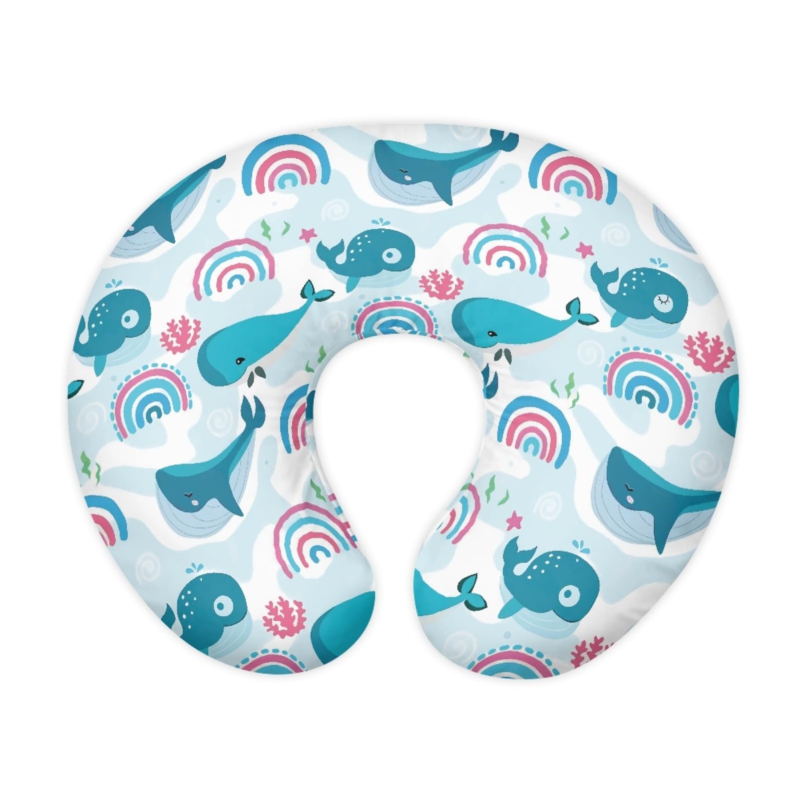 GOSTONG Cartoon Whalde Rainbow Cover Orange Polka Dot Pattern Soft Breathable Feeding Pillow Slipcover for Breastfeeding Moms, Fits Standard Infant Nursing Pillow for Boys Girls