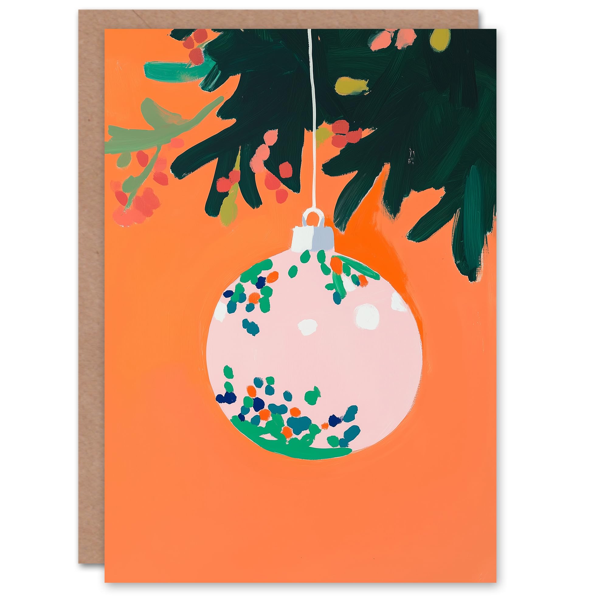 Wee Blue Coo Greeting Card Bauble Reflecting Decorated Tree Modern Abstract Blank For Him Or Her Art Xmas Christmas Card