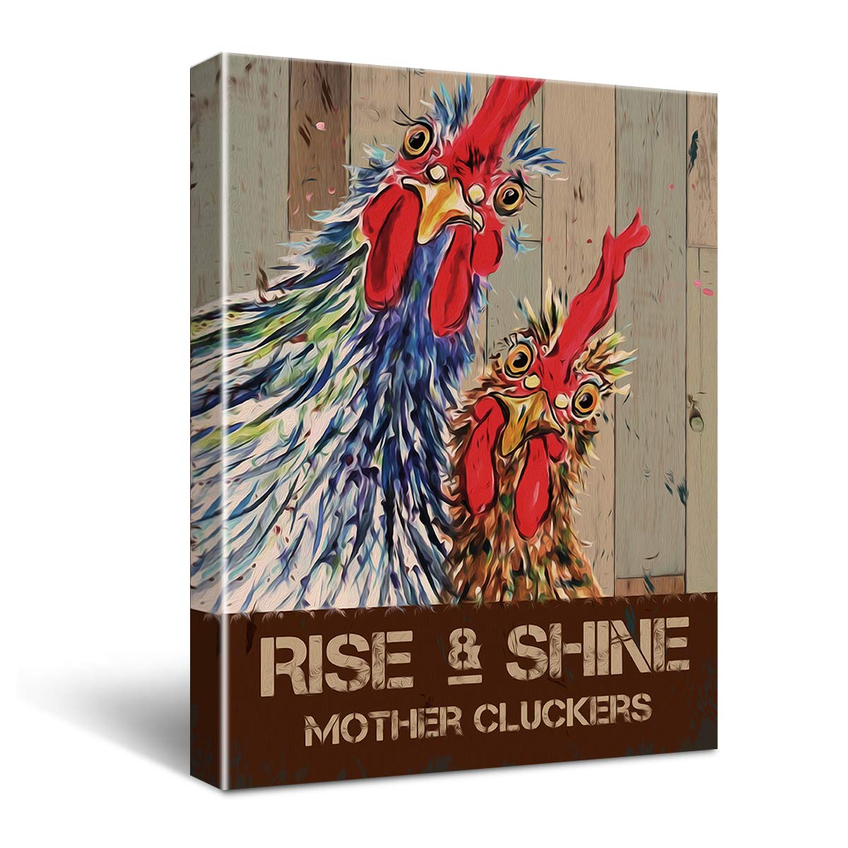 Funny Home Kitchen Decor Wall Art Canvas - Vintage Rise and Shine Mother Cluckers Rooster Chicken Poster Canvas Wall Art for Office/Home/Kitchen Decor...