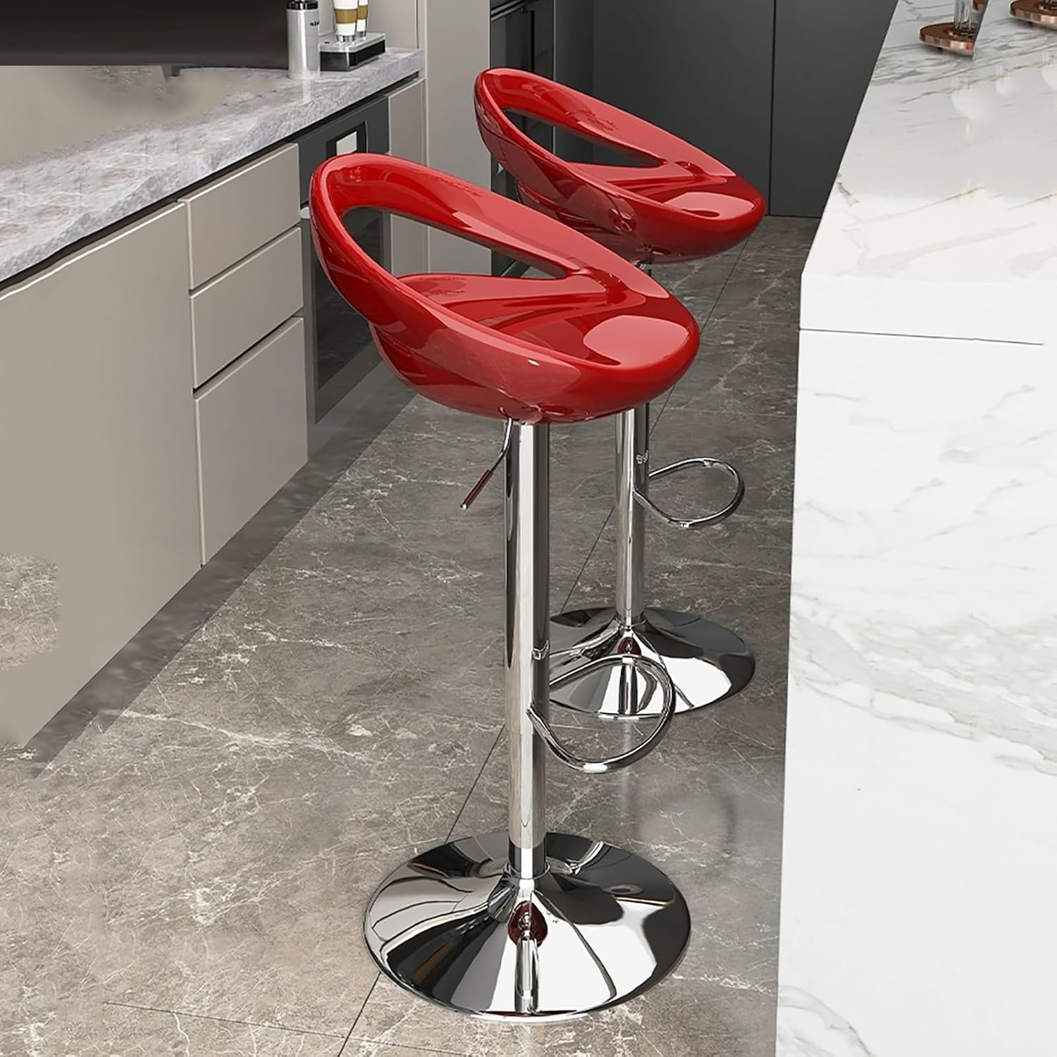 Bar Stools Set of 2 Adjustable Height Bar Chairs Pair Swivel Bar Stools Breakfast Bar Stools for Kitchen Island Counter Stool Capacity 400 lbs (Color : Silver)