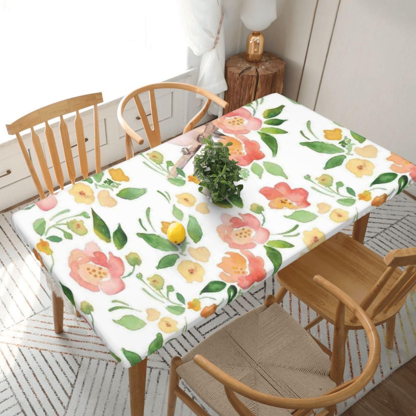 BNVSADC Flower and Bird Printed 5FT Tablecloth Polyester Kitchen Water Resistant Table Cloth Dining Table Decoration Table Covers, 152x76 CM