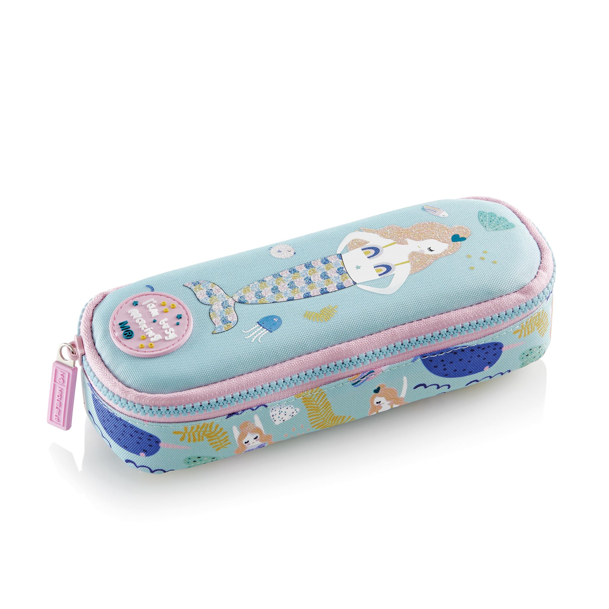 Miquelrius, Pencil case with a compartment, oval school pencil case, durable plastic zip, metal handle