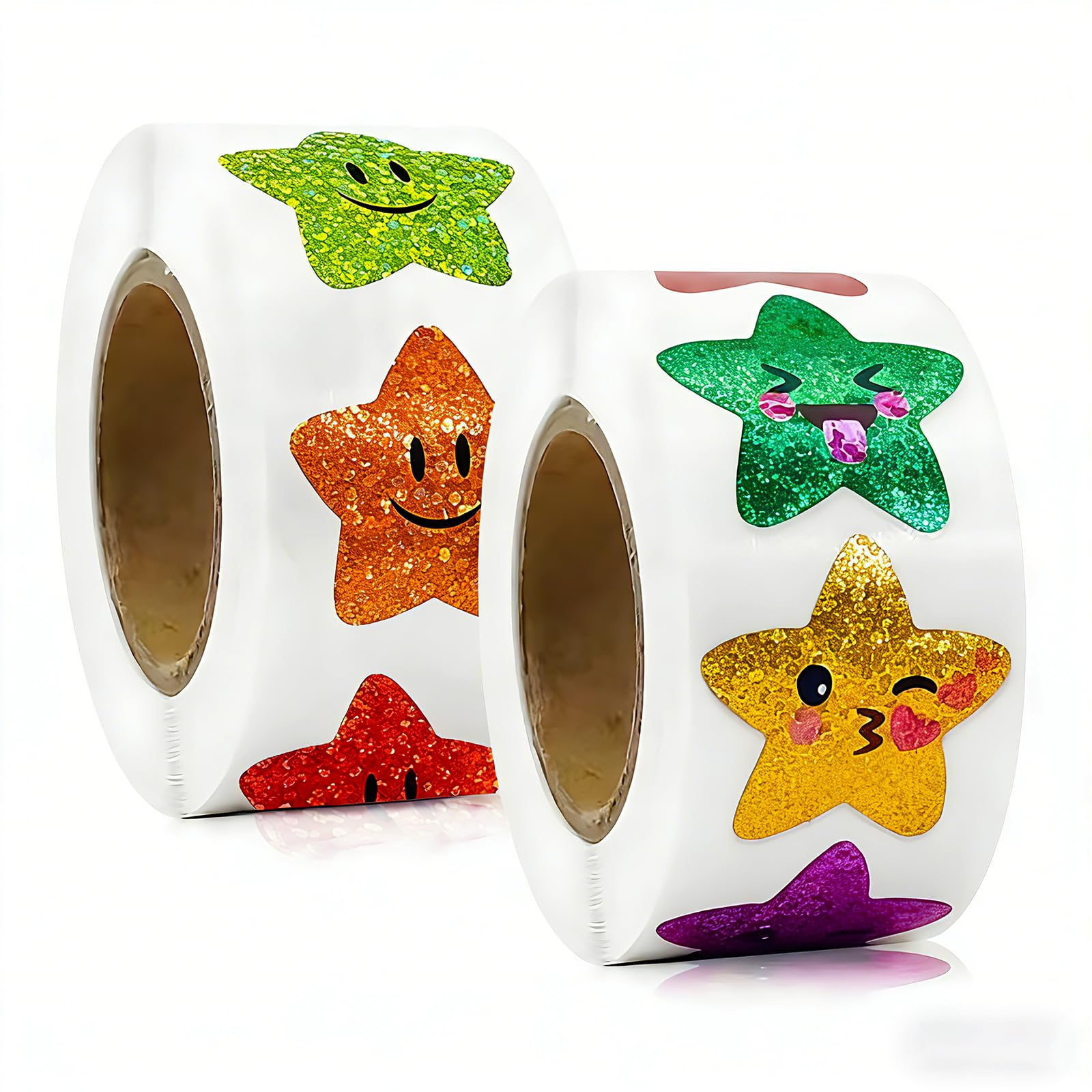 1000pcs Holographic Sparkly Star Stickers Roll - Self-Adhesive Reward Stickers & Well Done Stickers - Premium Shiny Star Stickers for Reward Chart, Crafts, Activities