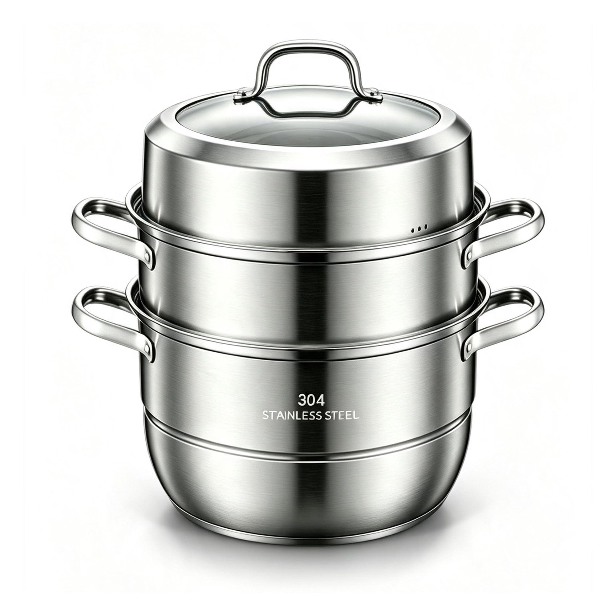 Stapelbarer mehrstöckiger Dampfgartopf aus Edelstahl | Kompatibel mit Induktions-Gasherden for das tägliche Kochen mit der Familie(32cm)